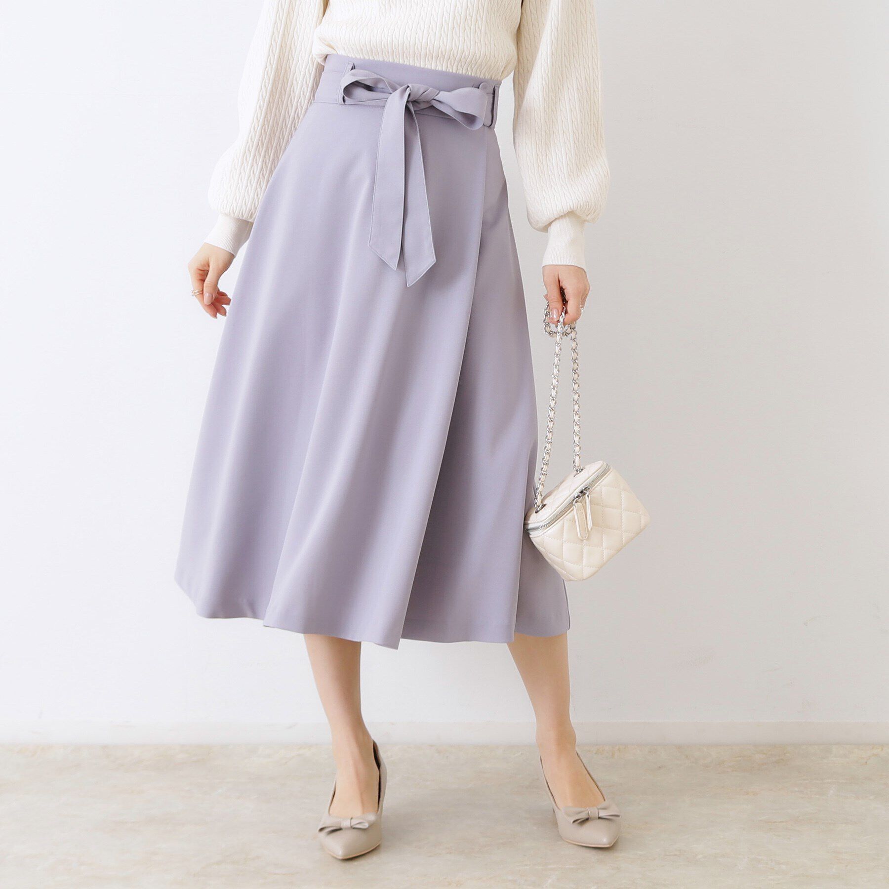 Couture broach「【きれいめ・美脚効果・通勤】ネオシャンブルラップ風スカート」|スカート|サックスブルー(09