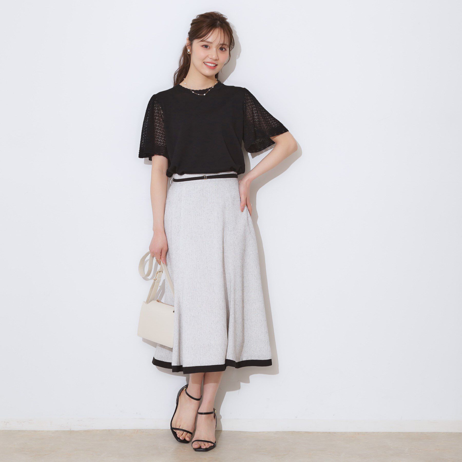 Couture broach「【手洗い可能・UV・アンチピリング・接触冷感・二の腕カバー】透かし袖ニットトップス」|ニット・セーター|