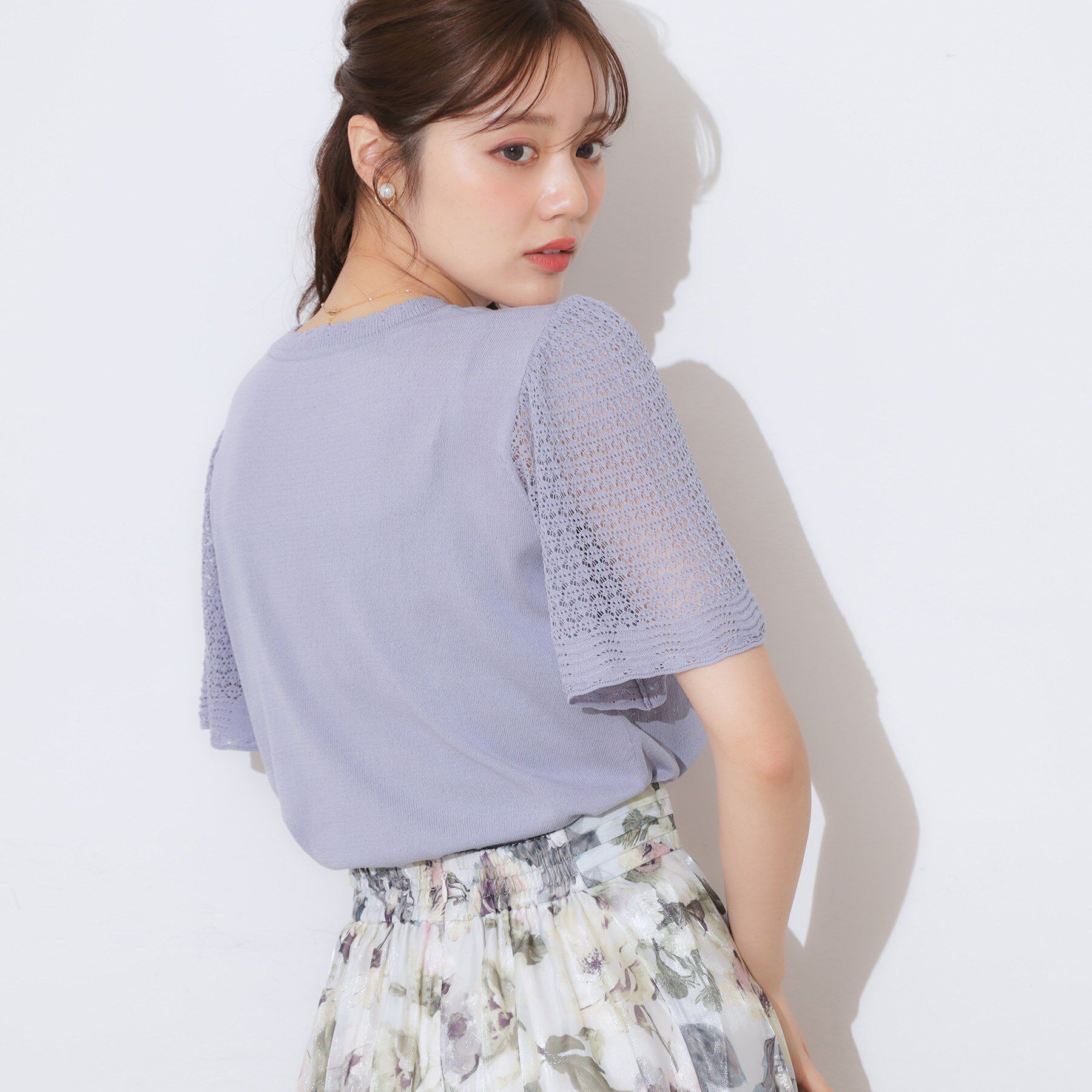 Couture broach「【手洗い可能・UV・アンチピリング・接触冷感・二の腕カバー】透かし袖ニットトップス」|ニット・セーター|