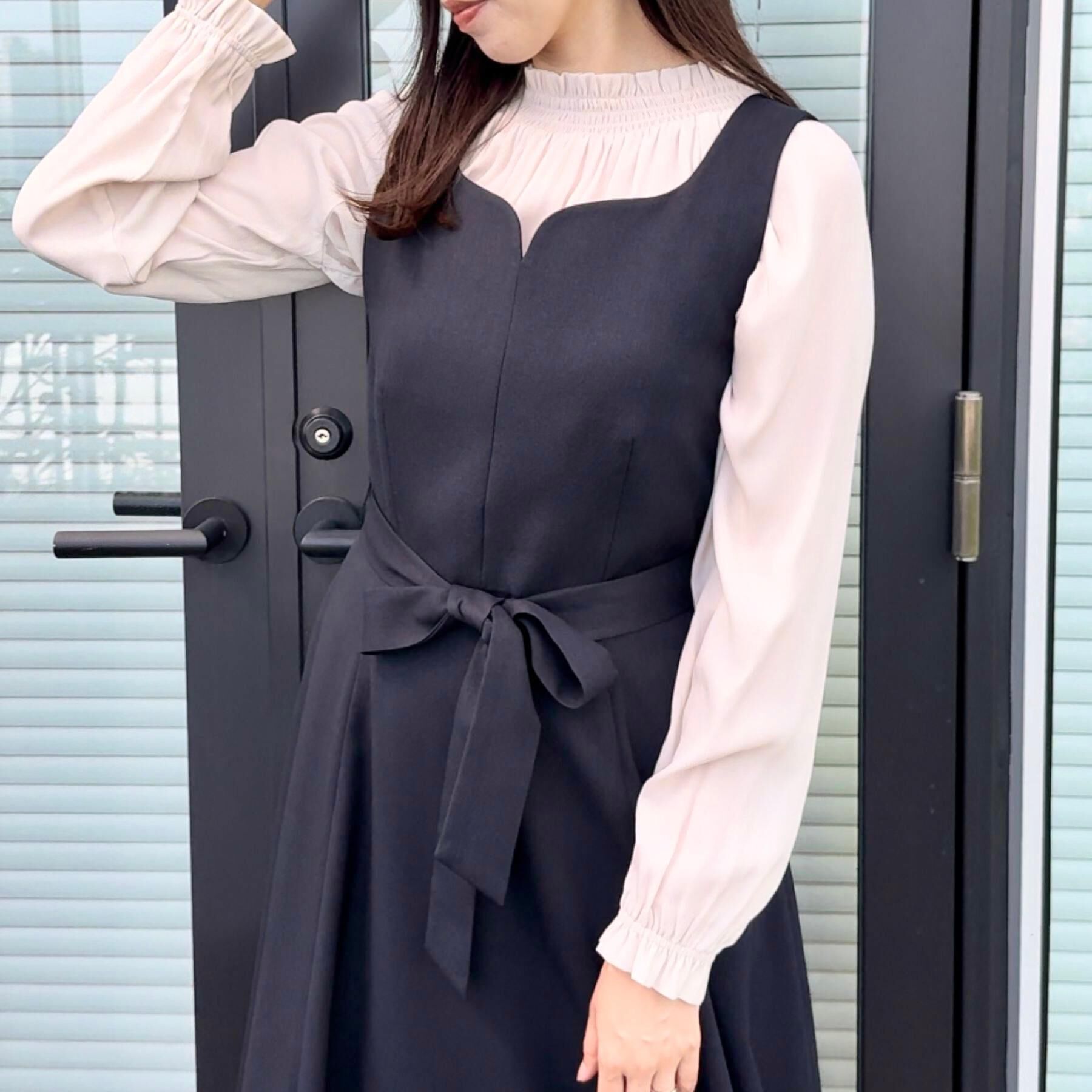 Couture broach「【帯電防止・通勤】ハートネック フレアージャンスカ」|ワンピース|