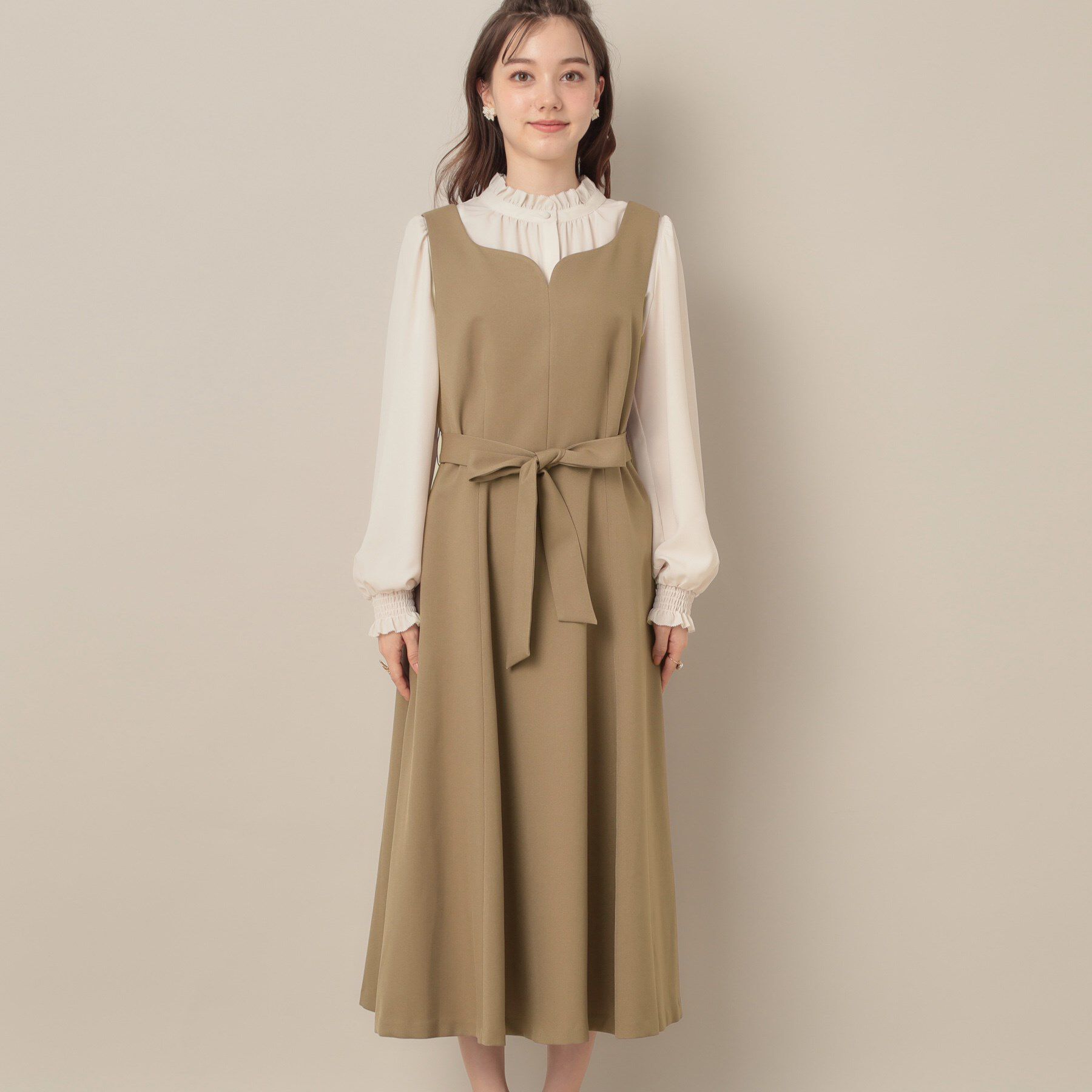 Couture broach「【帯電防止・通勤】ハートネック フレアージャンスカ」|ワンピース|