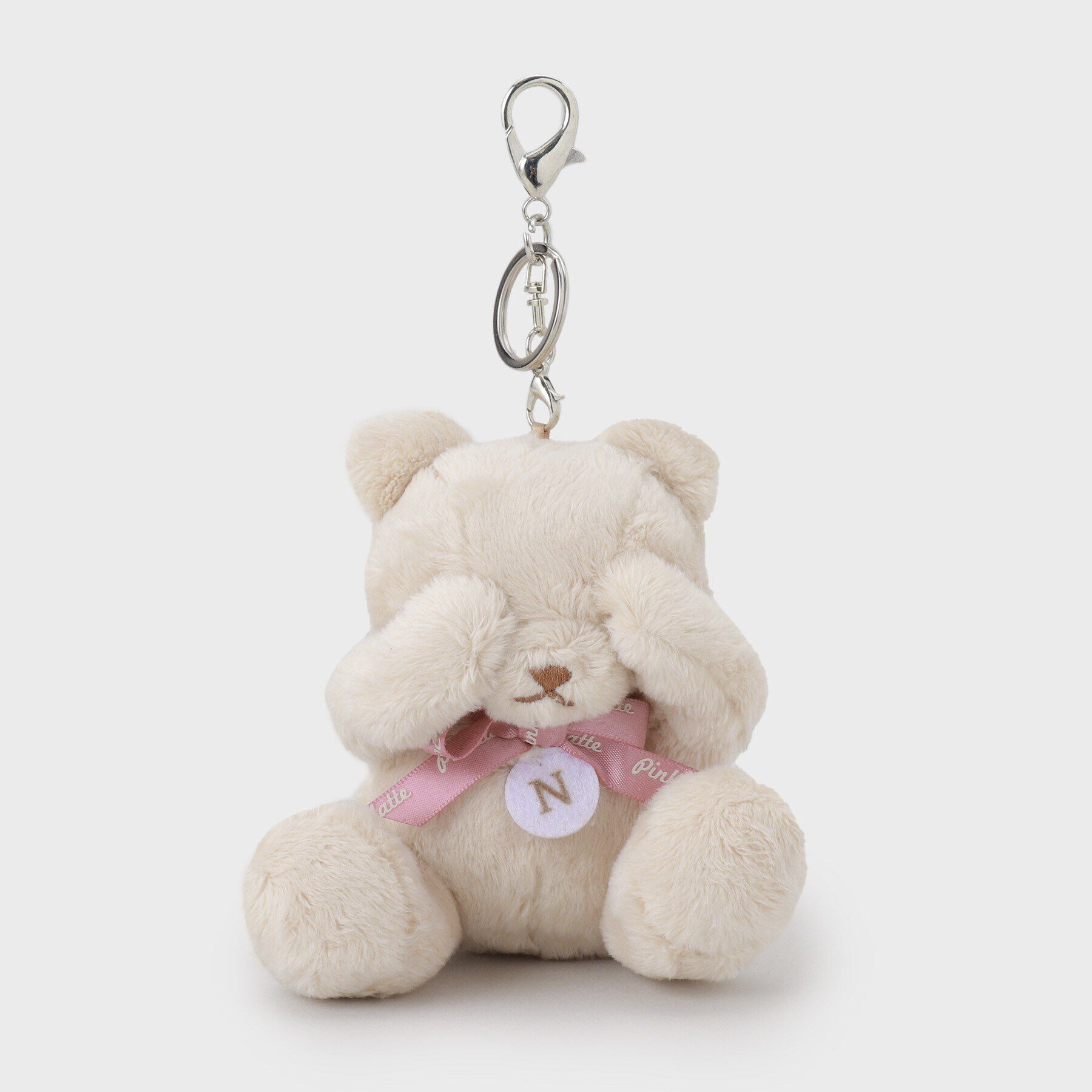 PINK-latte「【イニシャル】くまぬいぐるみチャーム」|キーケース|ベージュ(352)