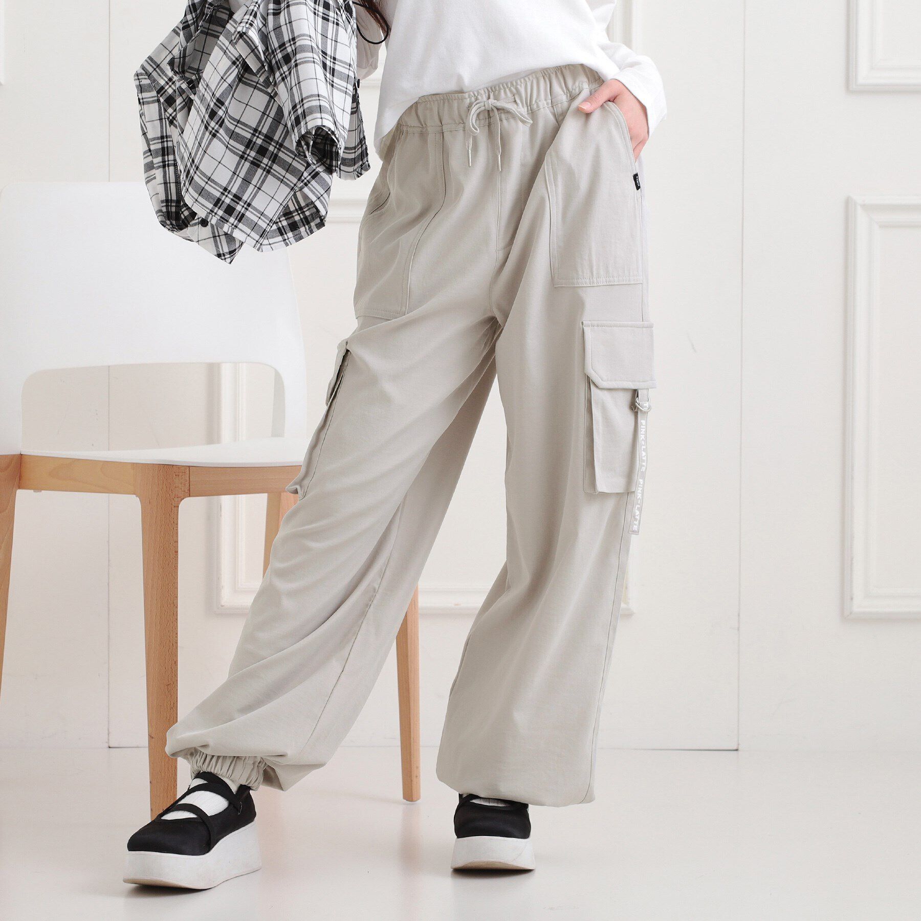 PINK-latte「ベーシックカーゴパンツ」|その他|ライトグレー(011