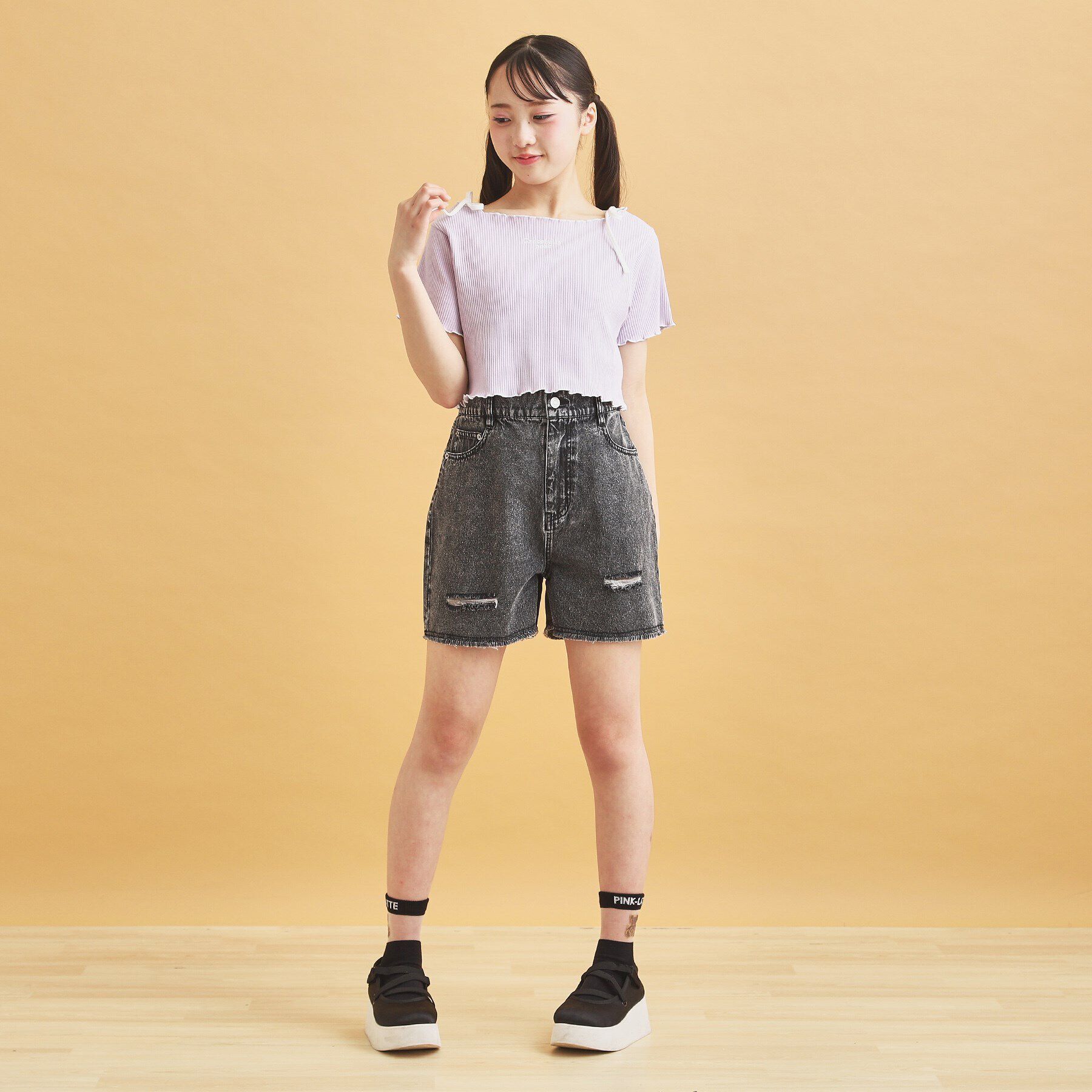 PINK-latte「【セットアイテム】オフショルテレコTシャツ＋テレコキャミ」|その他|