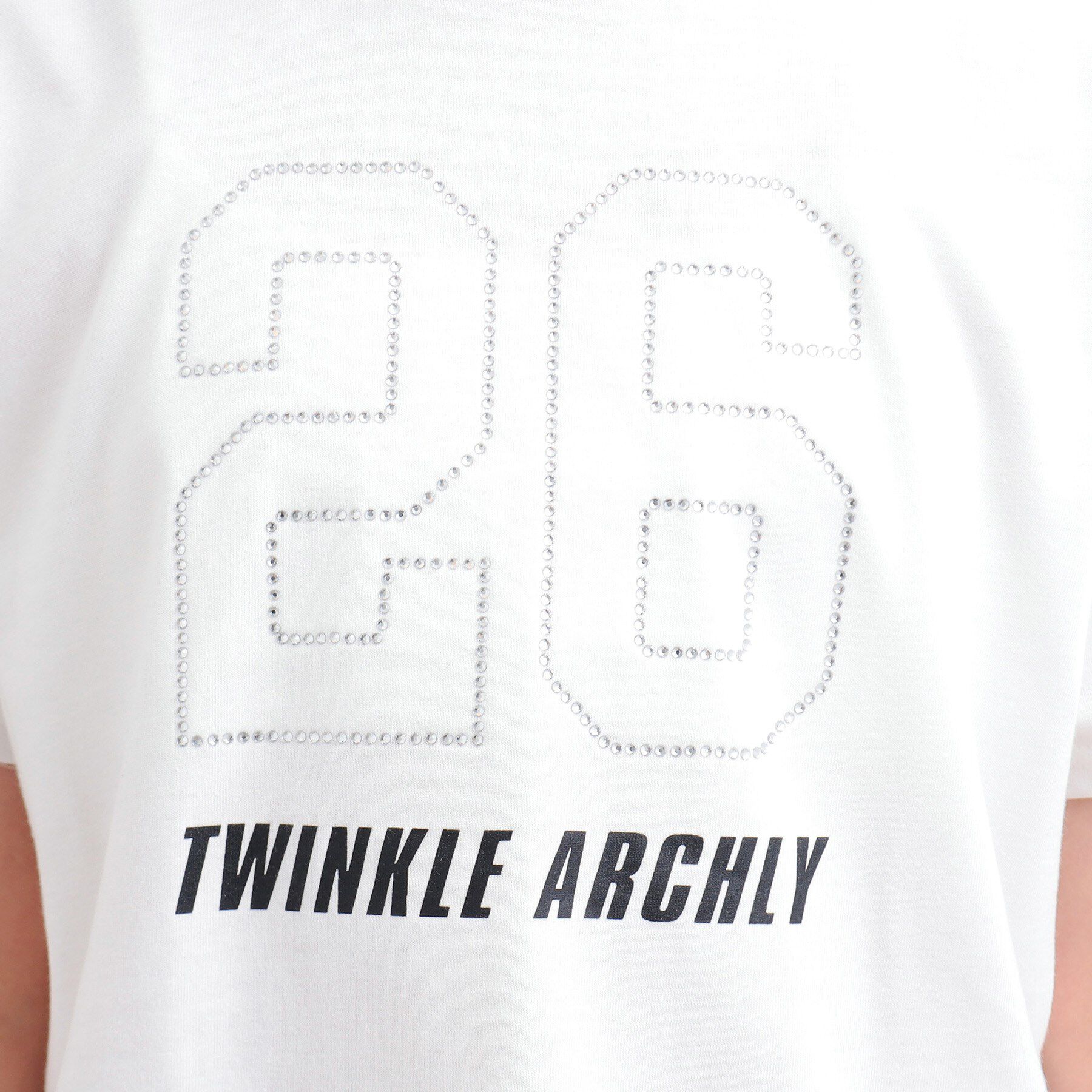 PINK-latte「ラインストーンナンバリングTシャツ」|Tシャツ・カットソー|