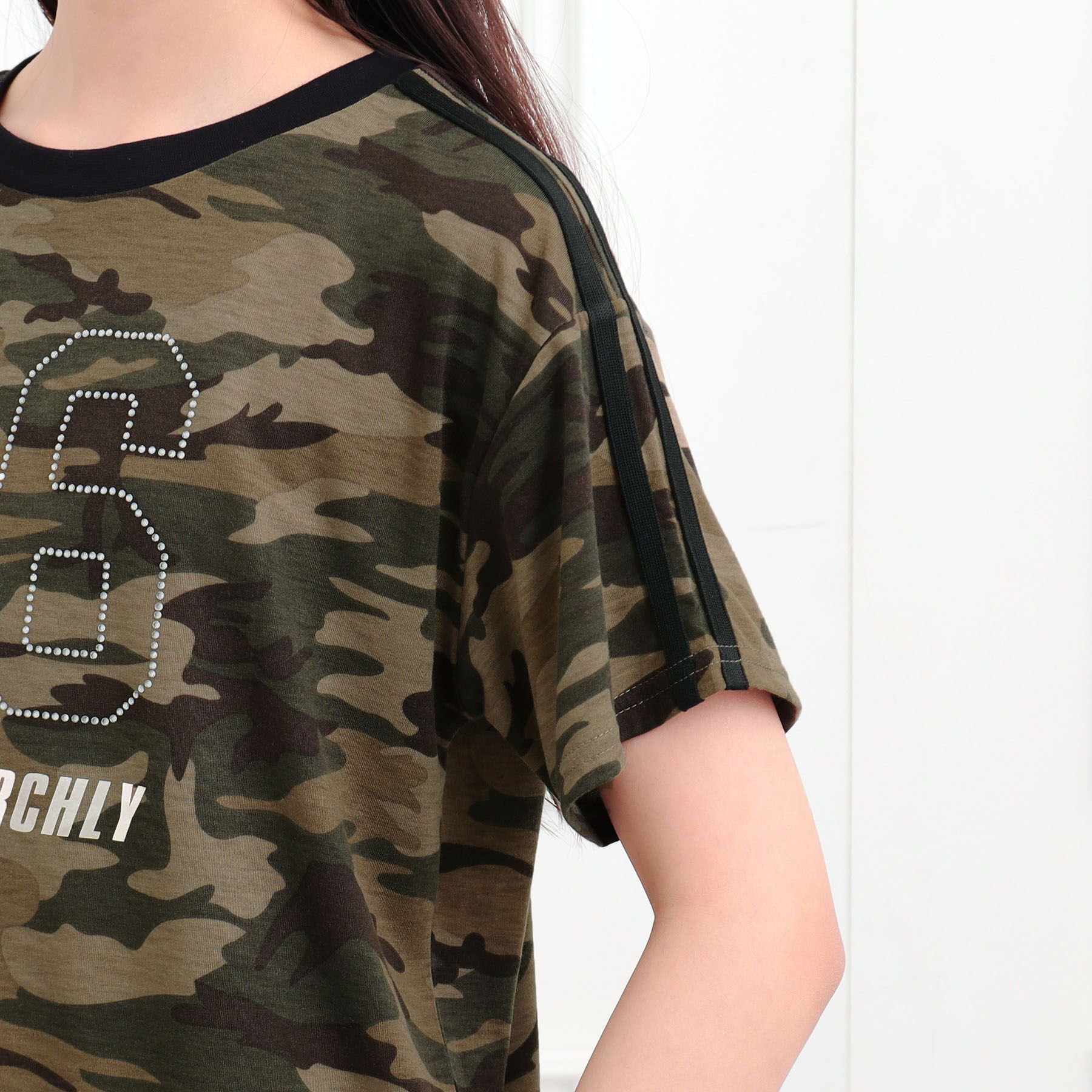 PINK-latte「ラインストーンナンバリングTシャツ」|Tシャツ・カットソー|