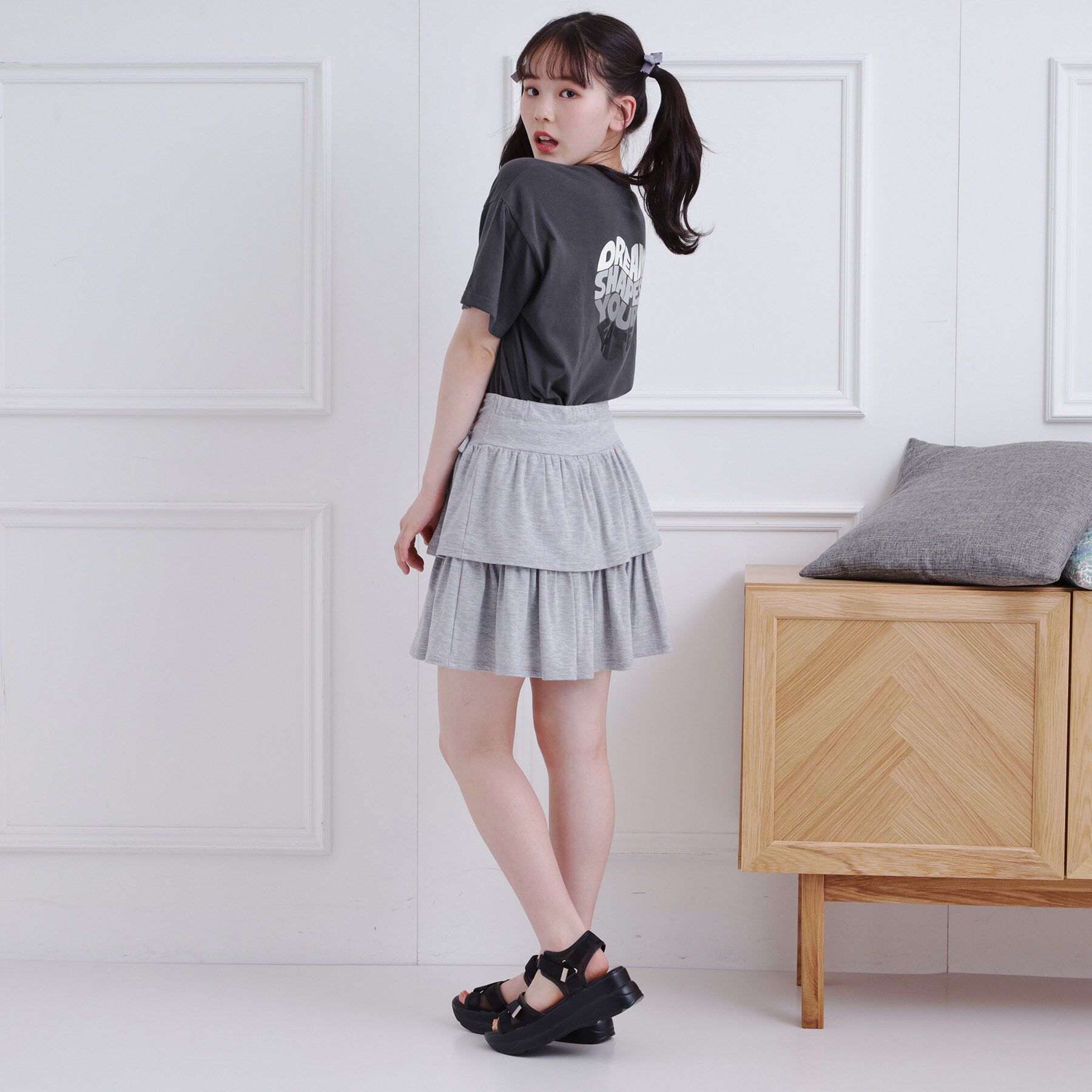 PINK-latte「バックハートロゴTシャツ」|Tシャツ・カットソー|