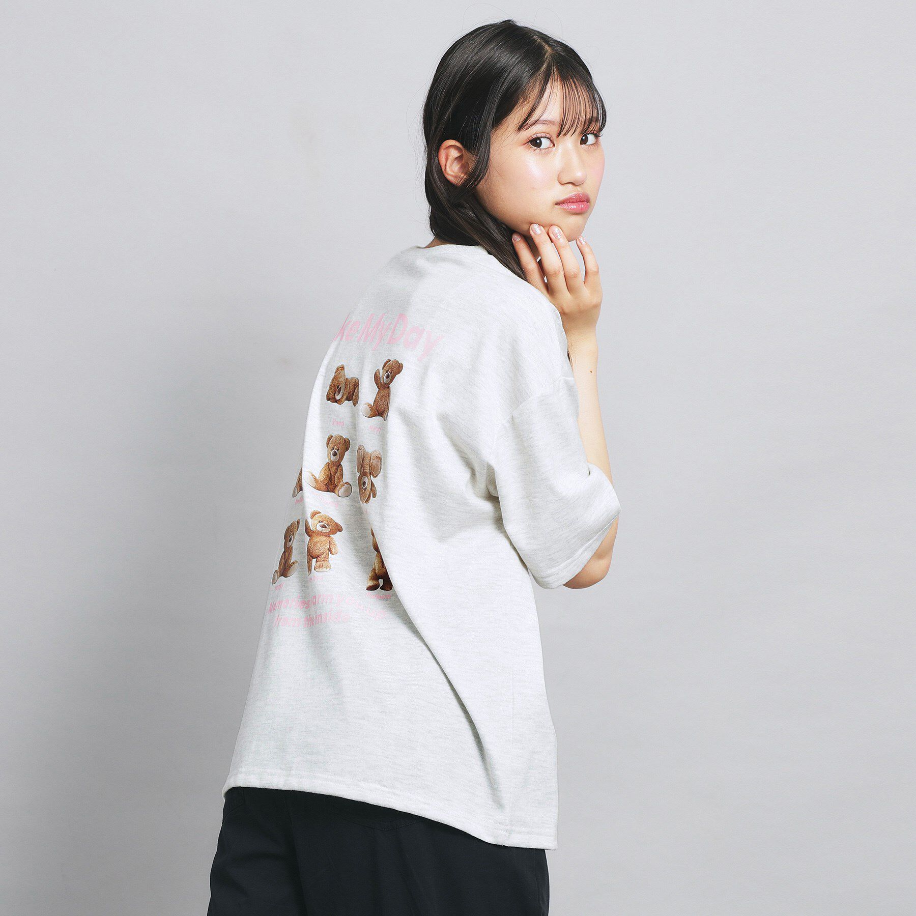 PINK-latte「くまいっぱいビッグTシャツ」|Tシャツ・カットソー|