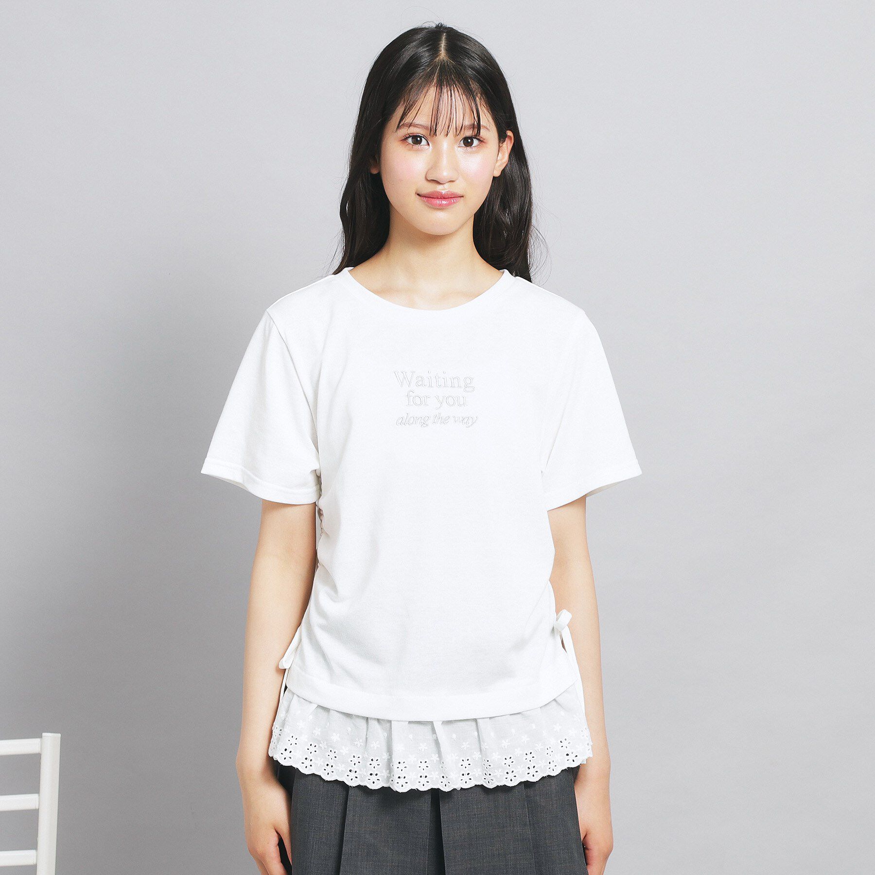 PINK-latte「裾レースドロストトップス」|Tシャツ・カットソー|