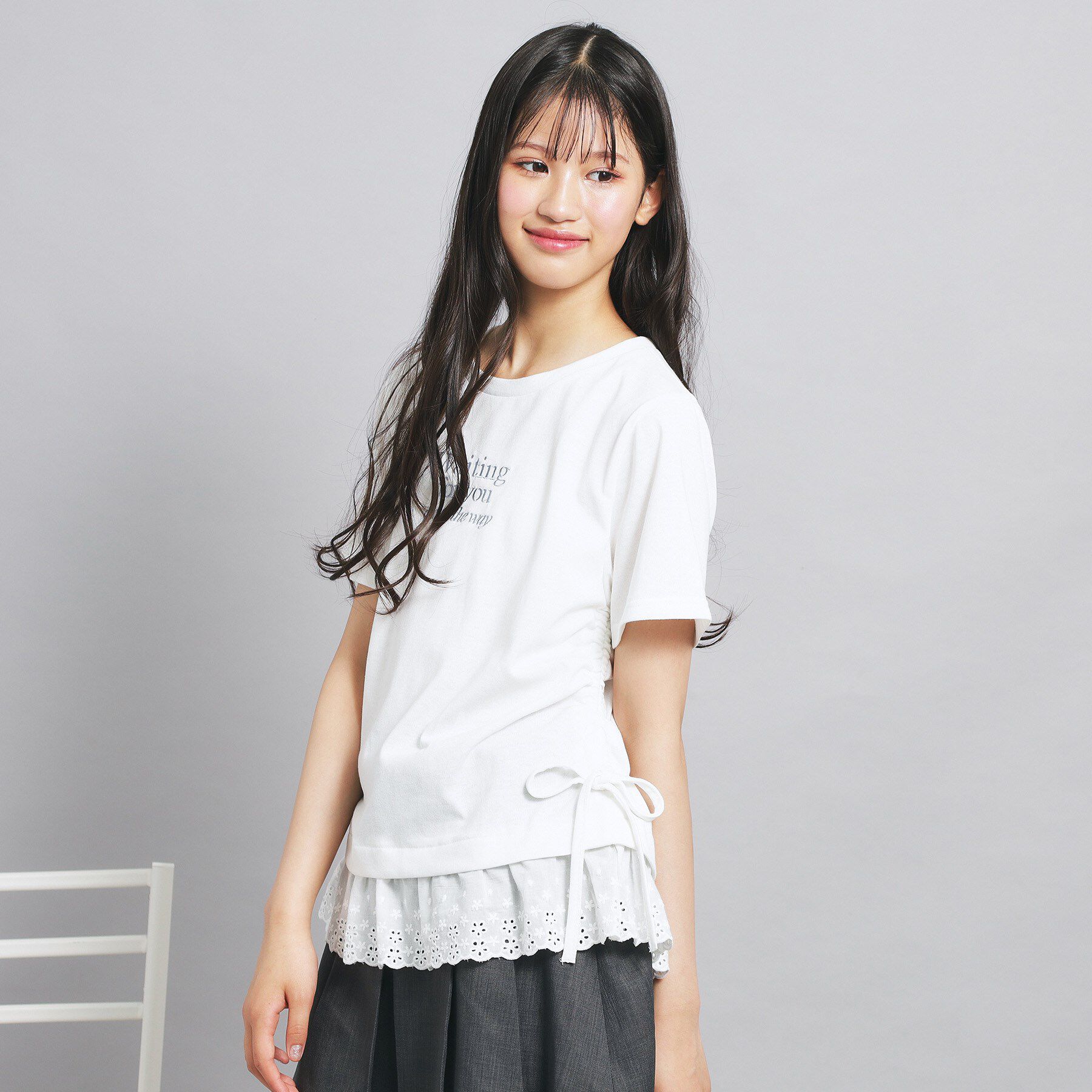 PINK-latte「裾レースドロストトップス」|Tシャツ・カットソー|