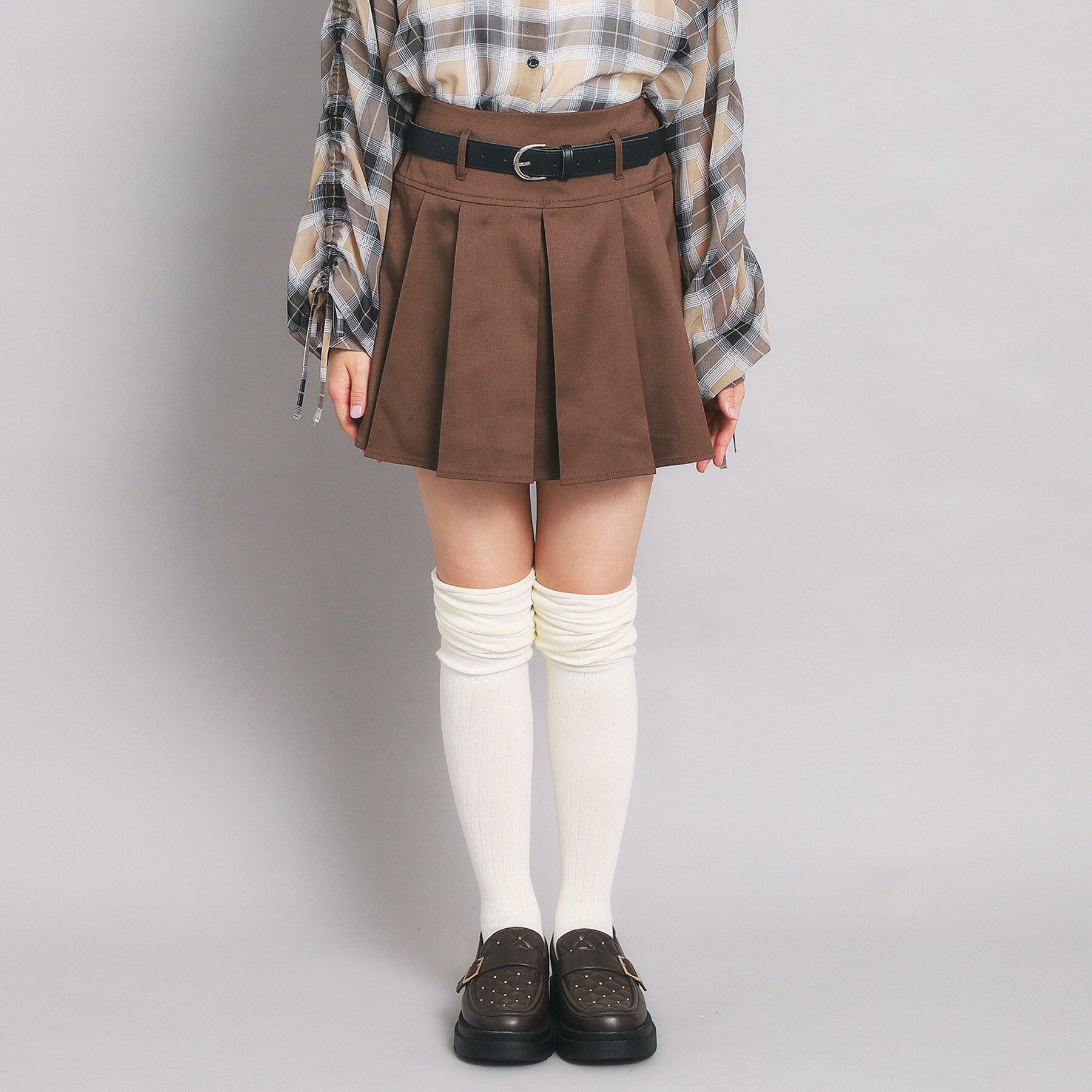 PINK-latte「ベルト付プリーツスカート」|スカート|