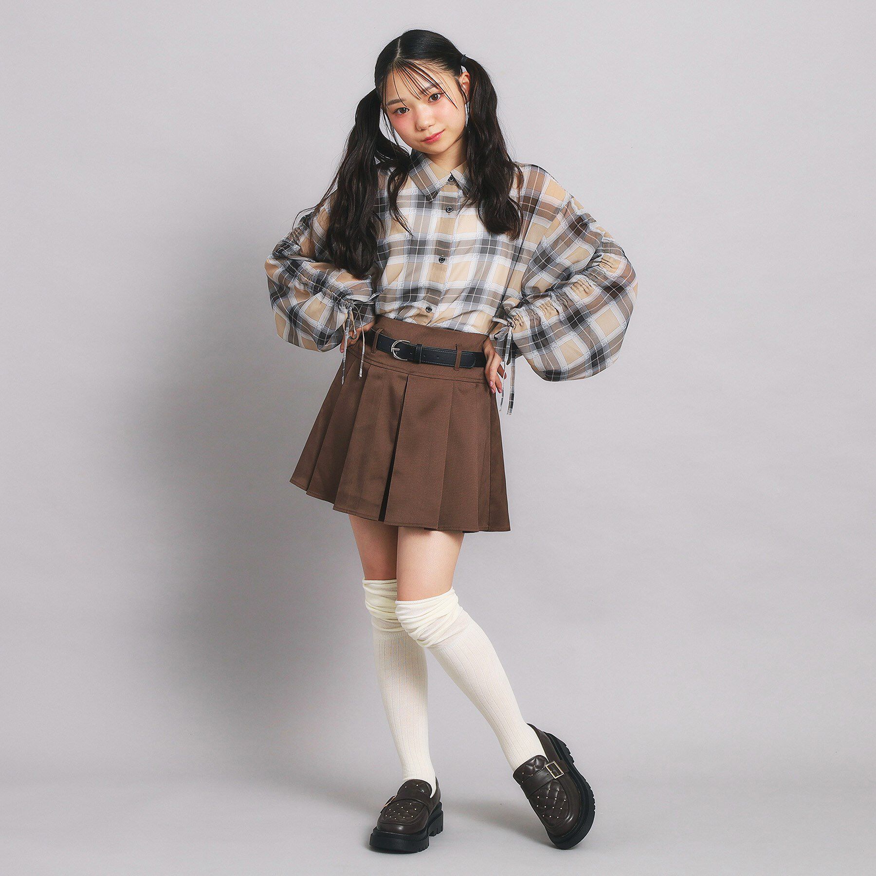 PINK-latte「ベルト付プリーツスカート」|スカート|