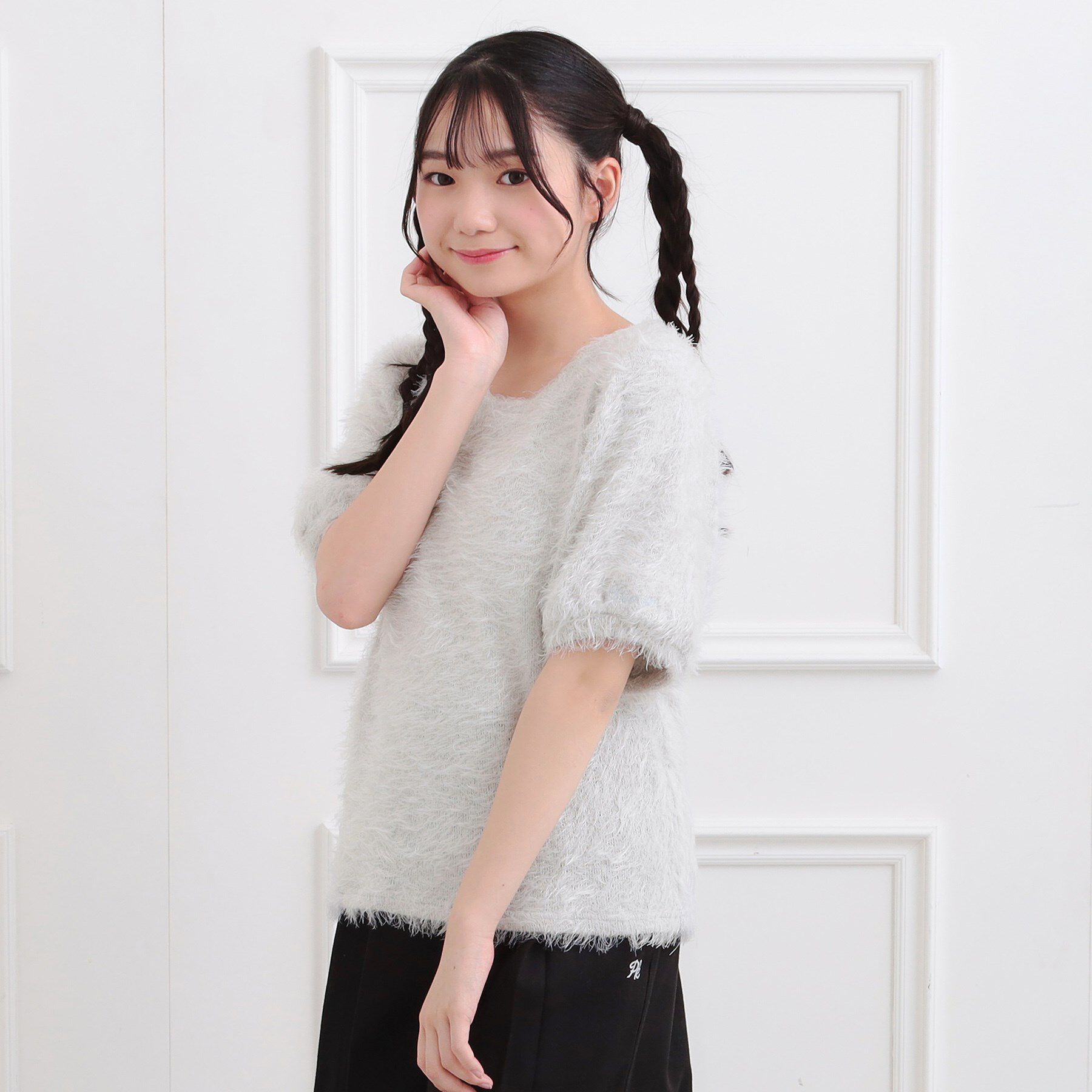 PINK-latte「ふわふわパフスリーブ半袖トップス」|ニット・セーター|