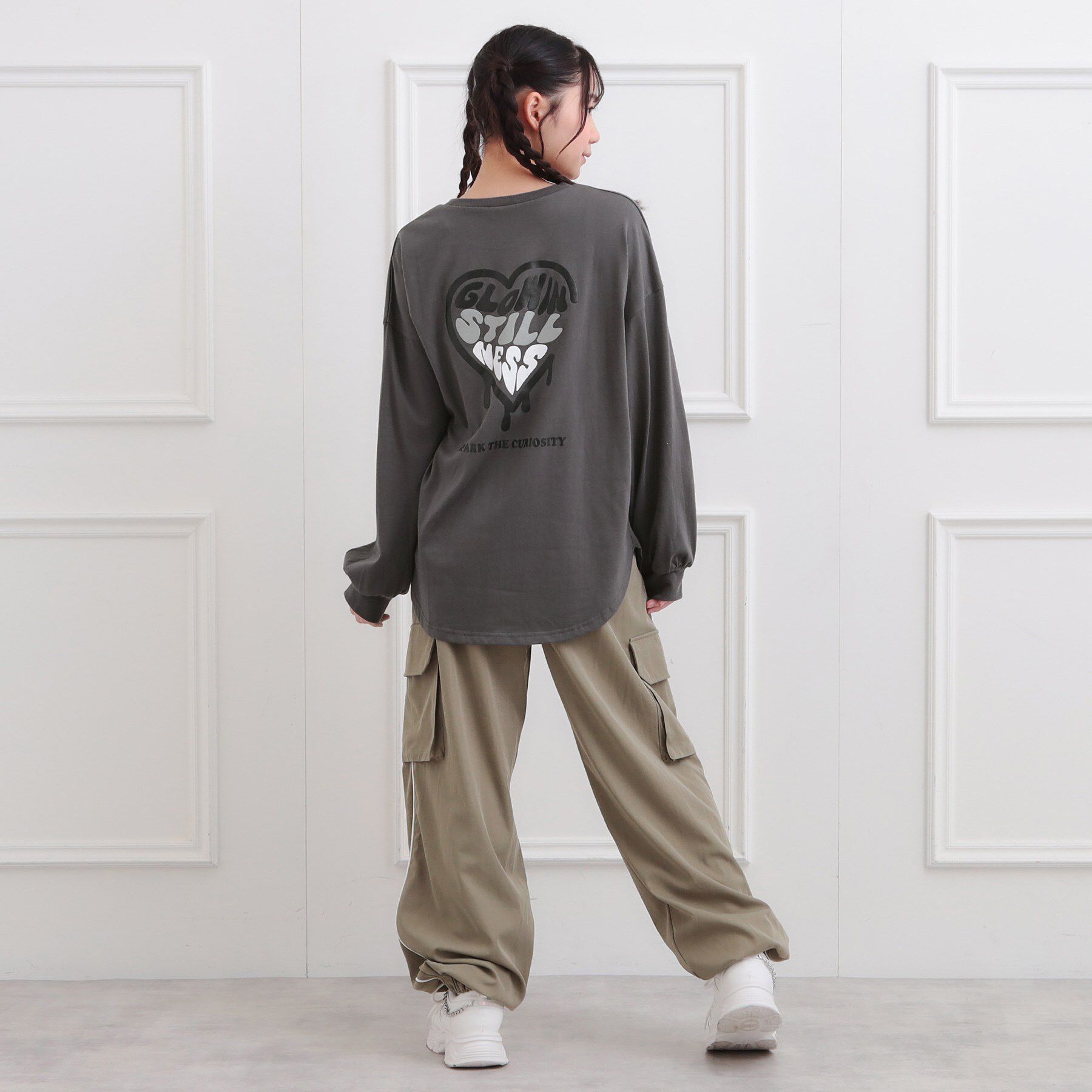 PINK-latte「メルトハートビッグチュニックロンT」|Tシャツ・カットソー|