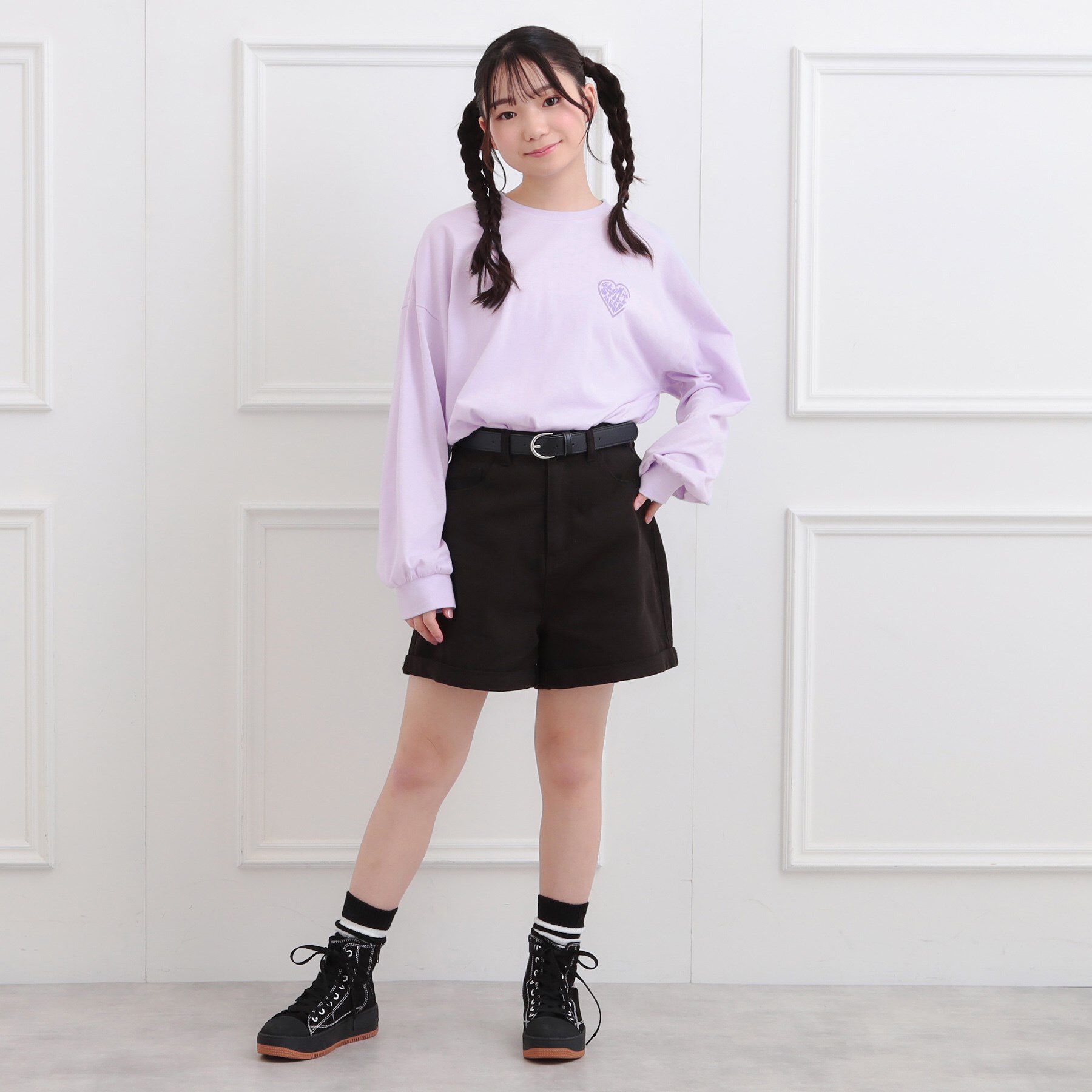 PINK-latte「メルトハートビッグチュニックロンT」|Tシャツ・カットソー|