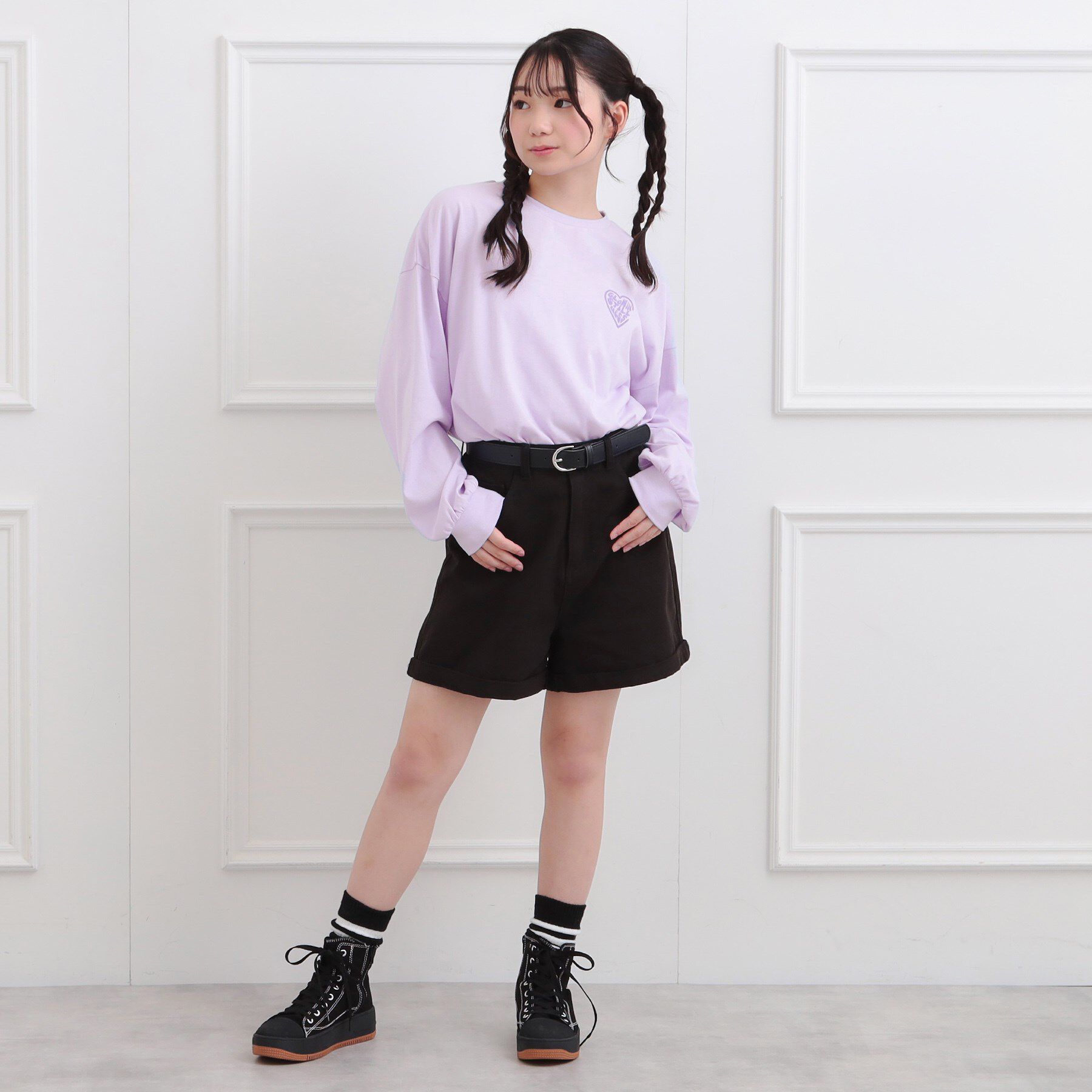 PINK-latte「メルトハートビッグチュニックロンT」|Tシャツ・カットソー|