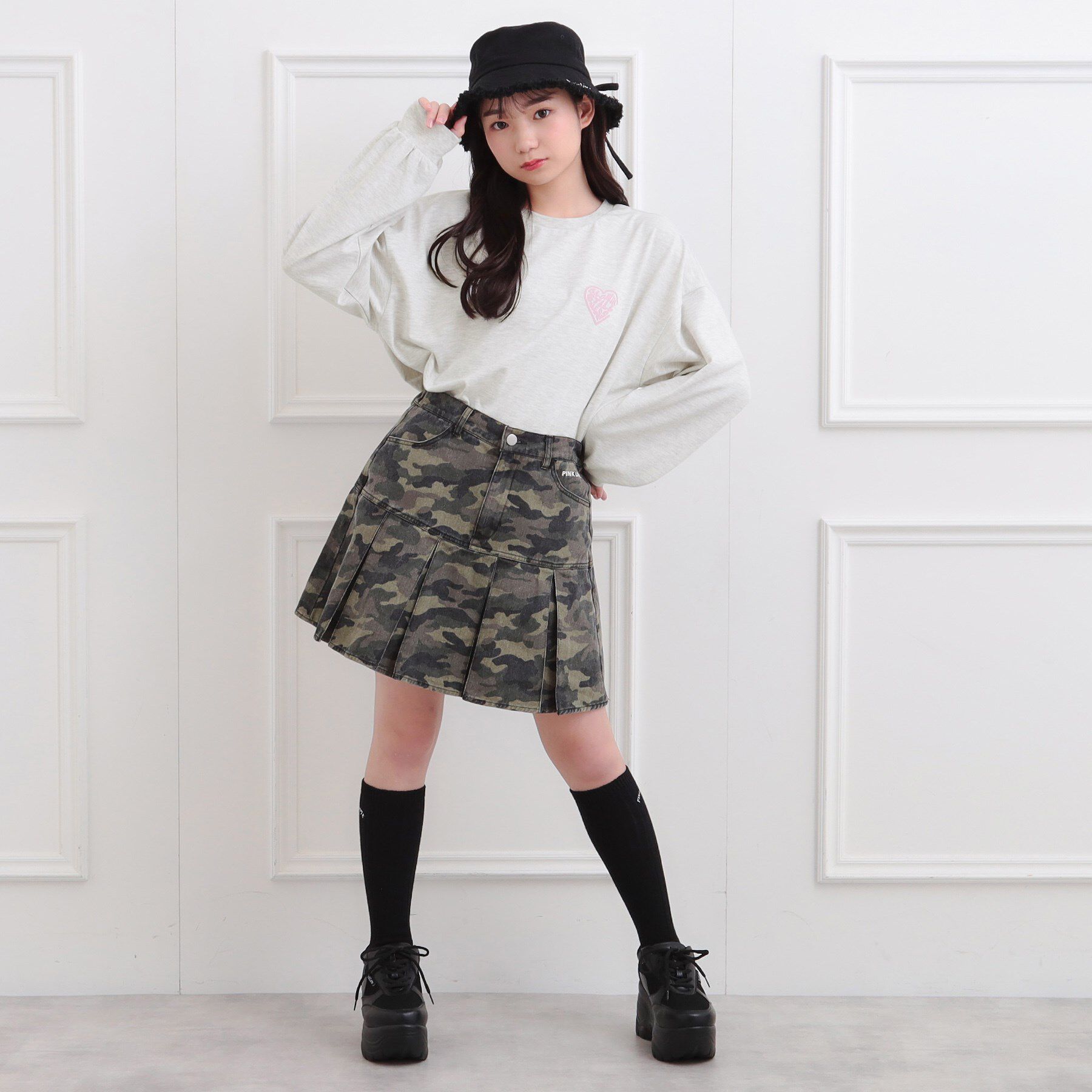 PINK-latte「メルトハートビッグチュニックロンT」|Tシャツ・カットソー|