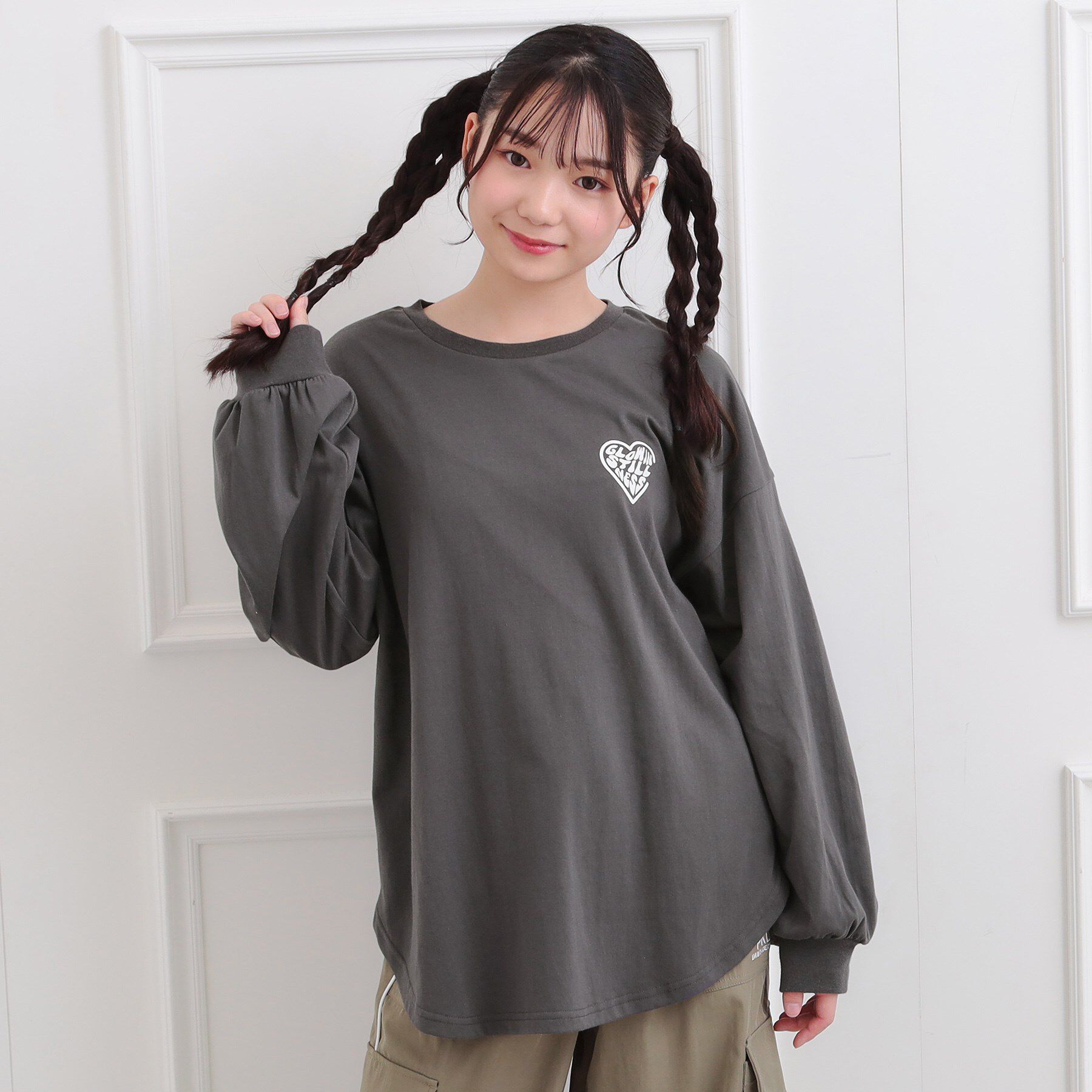 PINK-latte「メルトハートビッグチュニックロンT」|Tシャツ・カットソー|