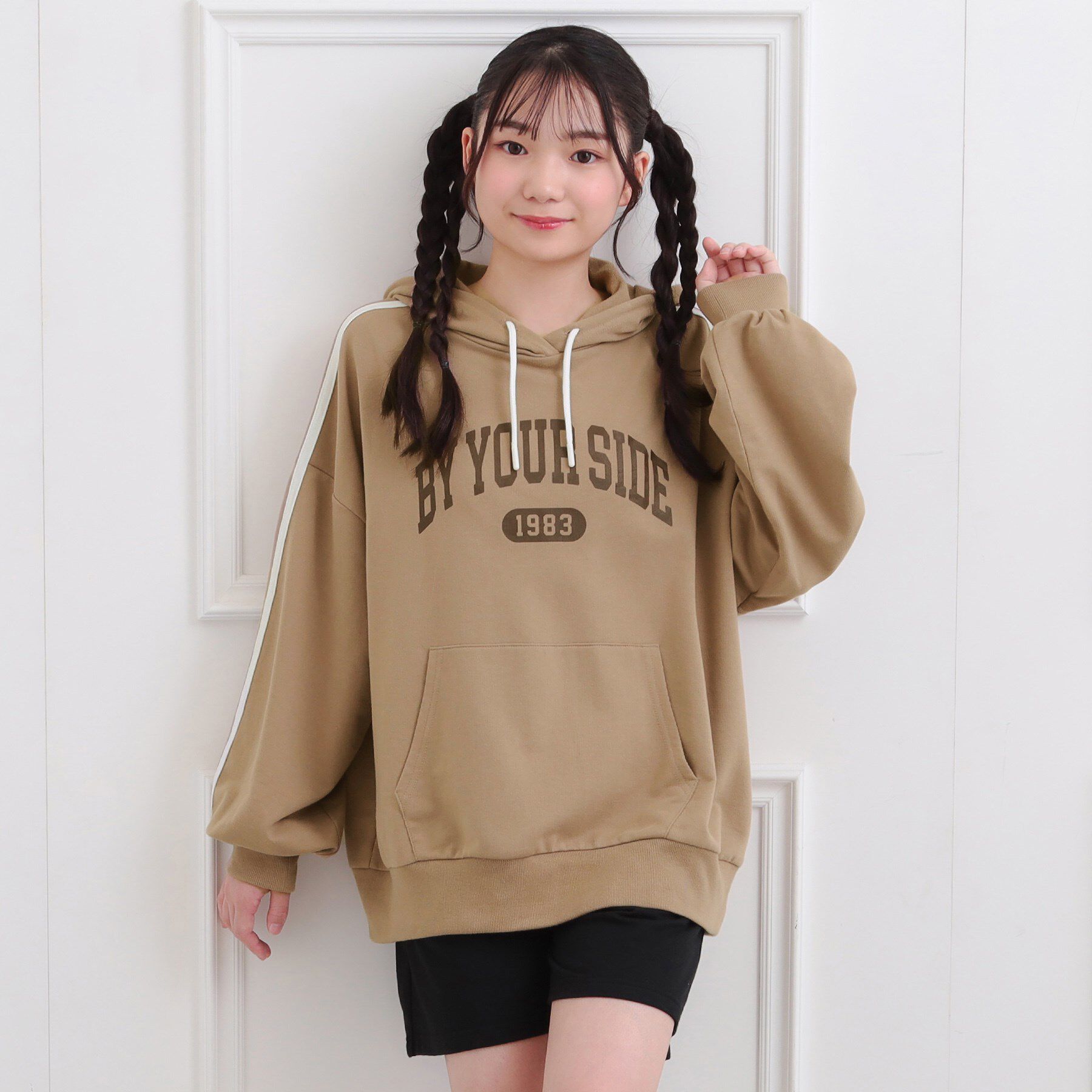 PINK-latte「袖ラインパーカ＋ショートパンツセット」|その他|ベージュ(052)