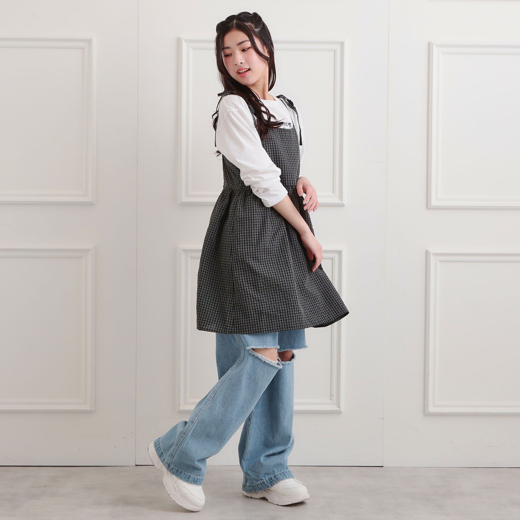 PINK-latte「ギンガムキャミワンピ＋ロンTセット」|その他|