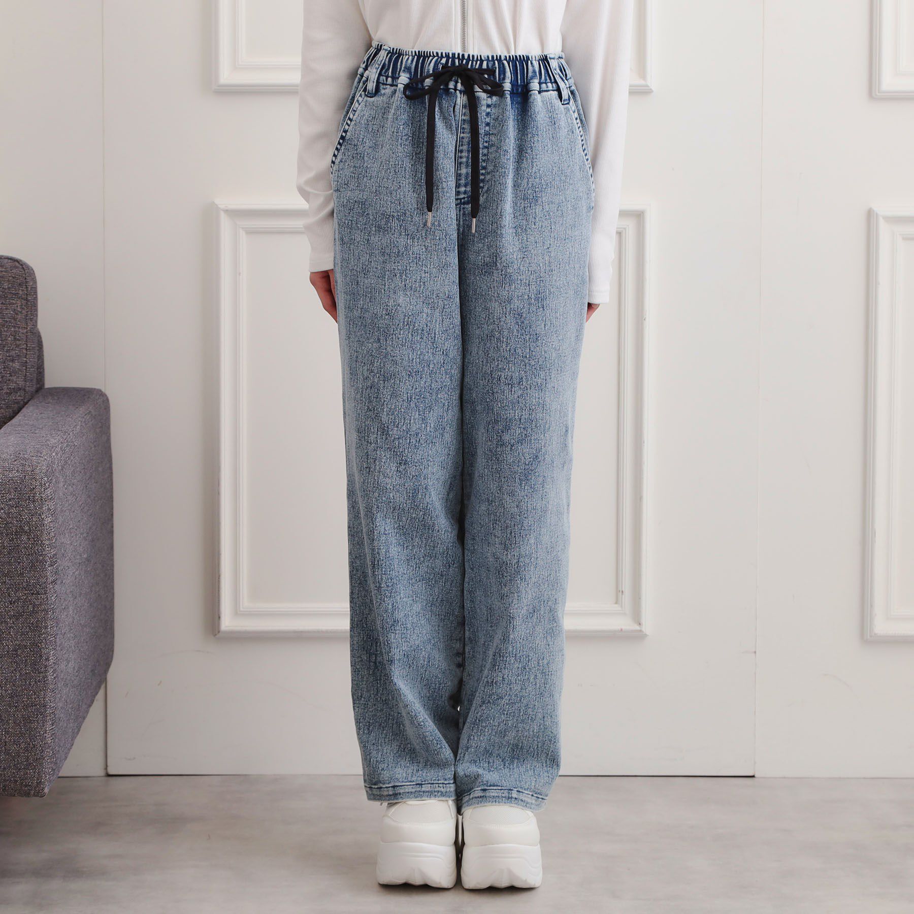 PINK-latte「ワンポイント刺繍イージーロングパンツ」|その他|