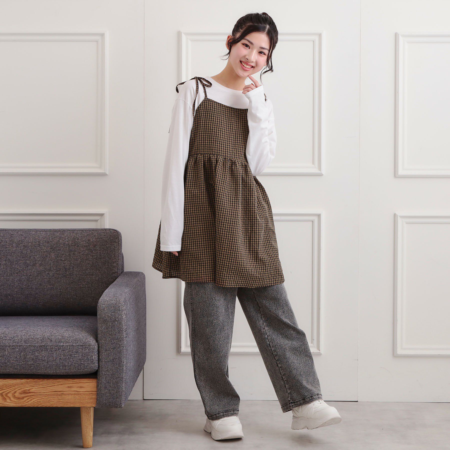 PINK-latte「ワンポイント刺繍イージーロングパンツ」|その他|