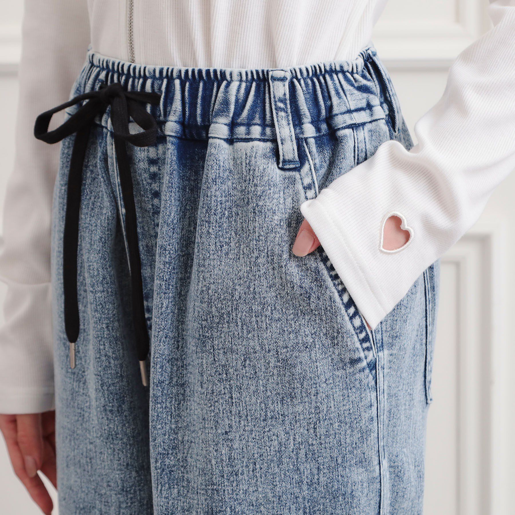 PINK-latte「ワンポイント刺繍イージーロングパンツ」|その他|