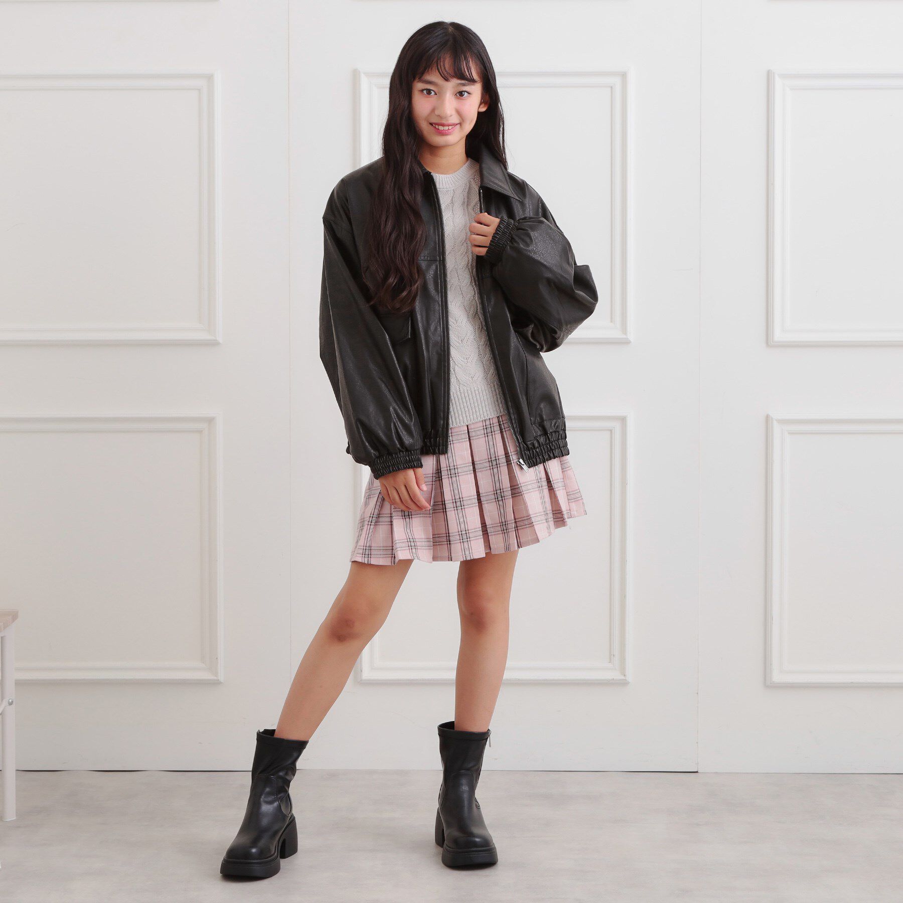 PINK-latte「合成皮革ブルゾン」|ブルゾン・スタジャン|