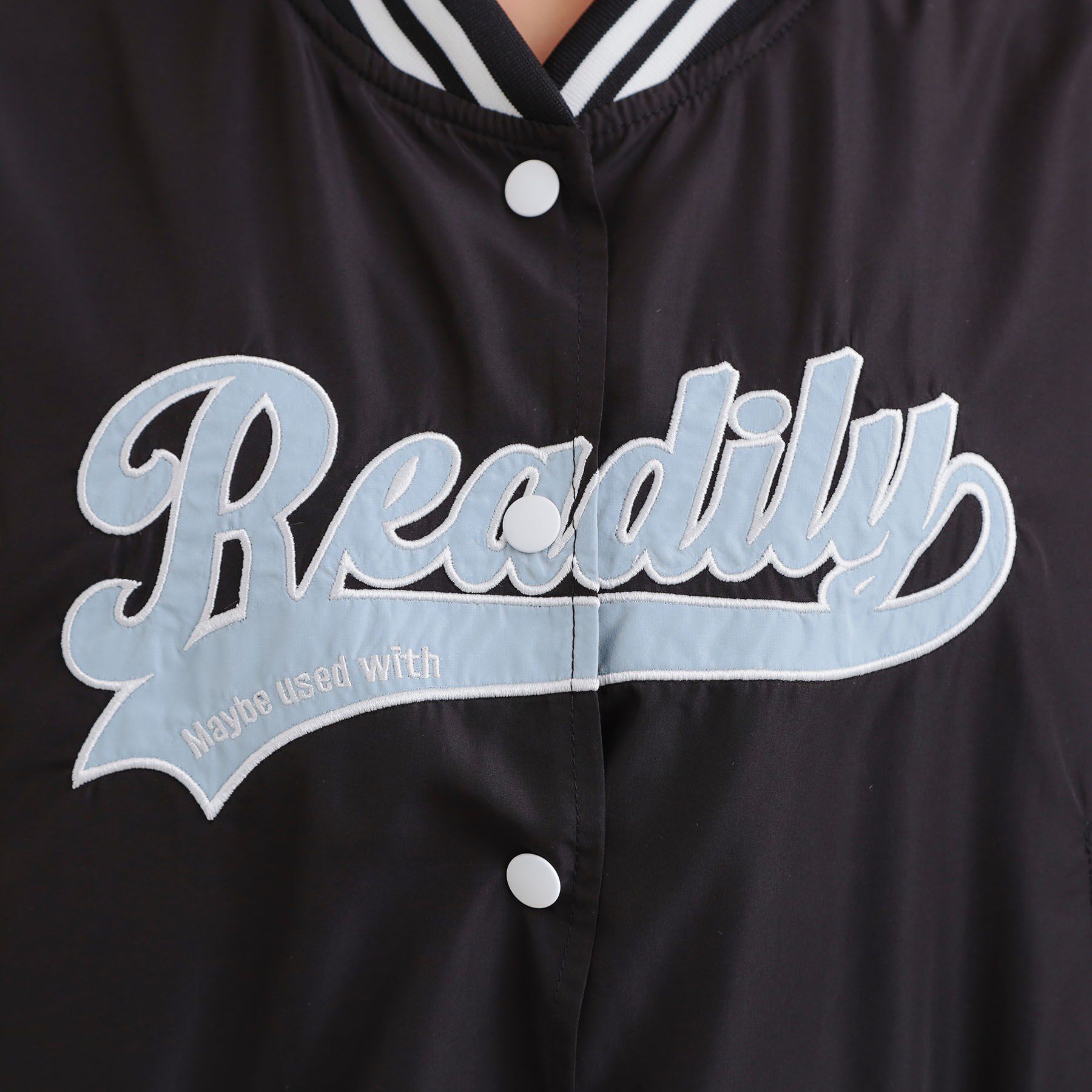 PINK-latte「ロゴアップリケスタジャン」|ブルゾン・スタジャン|