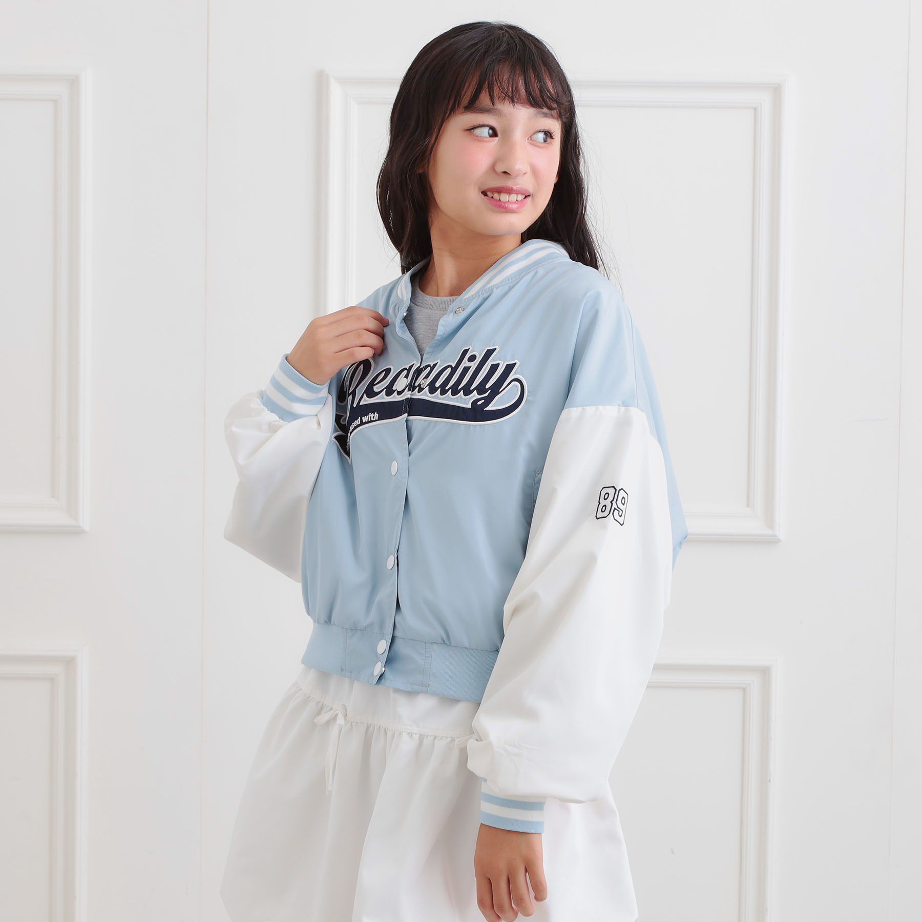 PINK-latte「ロゴアップリケスタジャン」|ブルゾン・スタジャン|