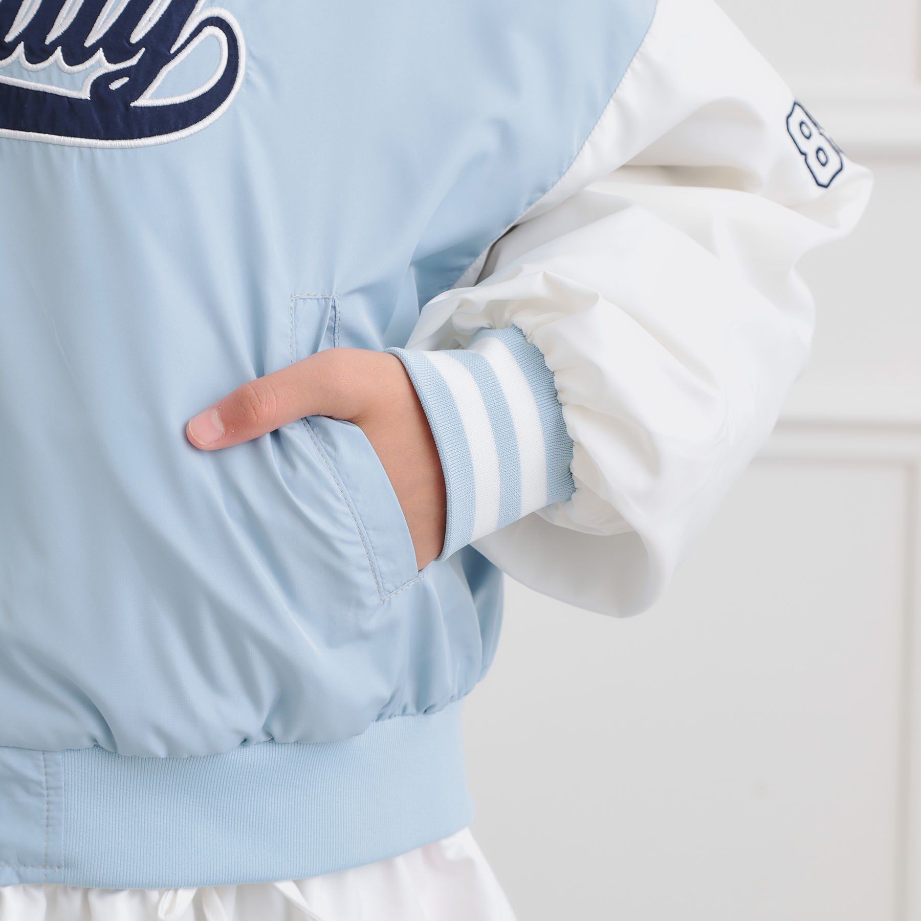 PINK-latte「ロゴアップリケスタジャン」|ブルゾン・スタジャン|