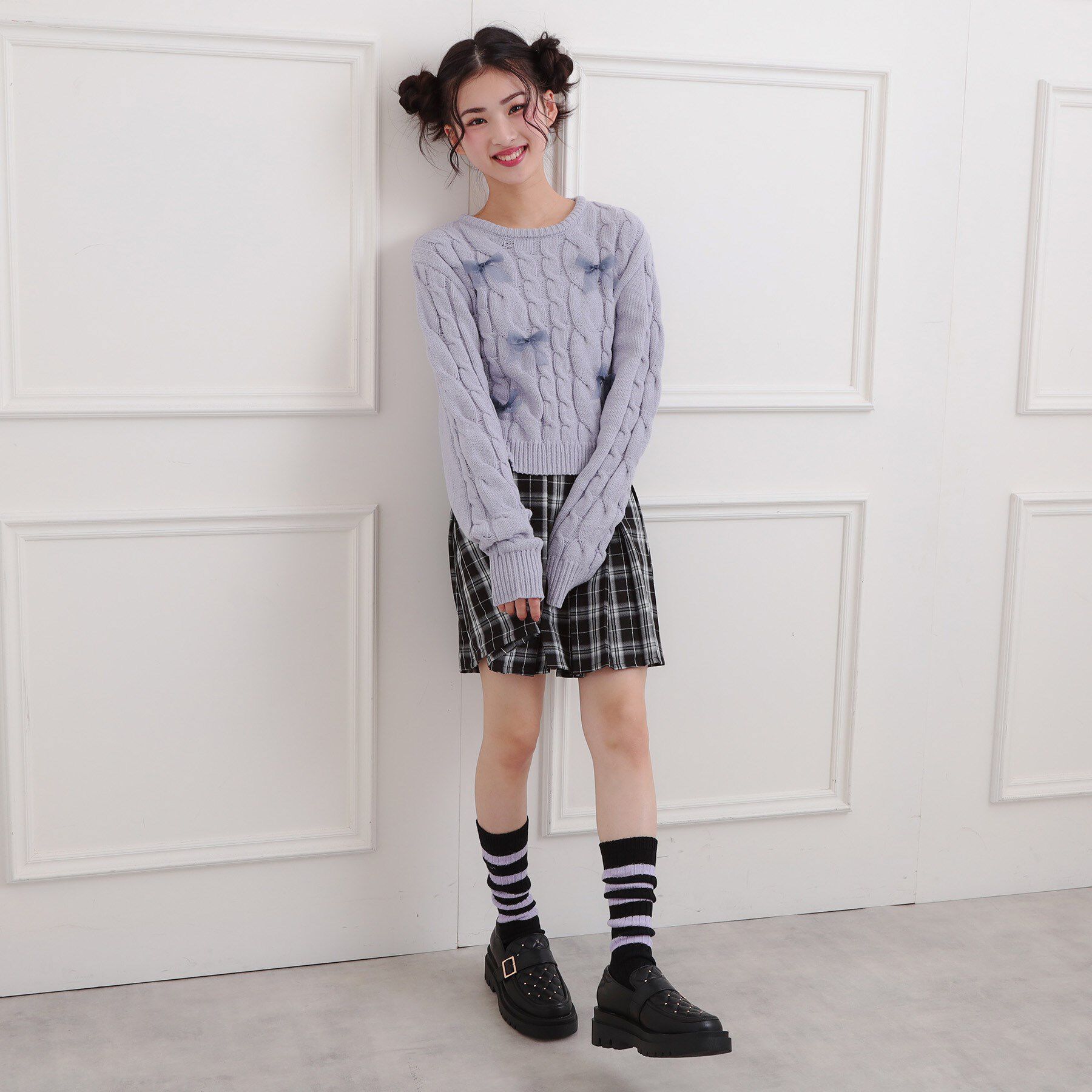 PINK-latte「リボン付ニットプルオーバー」|ニット・セーター|