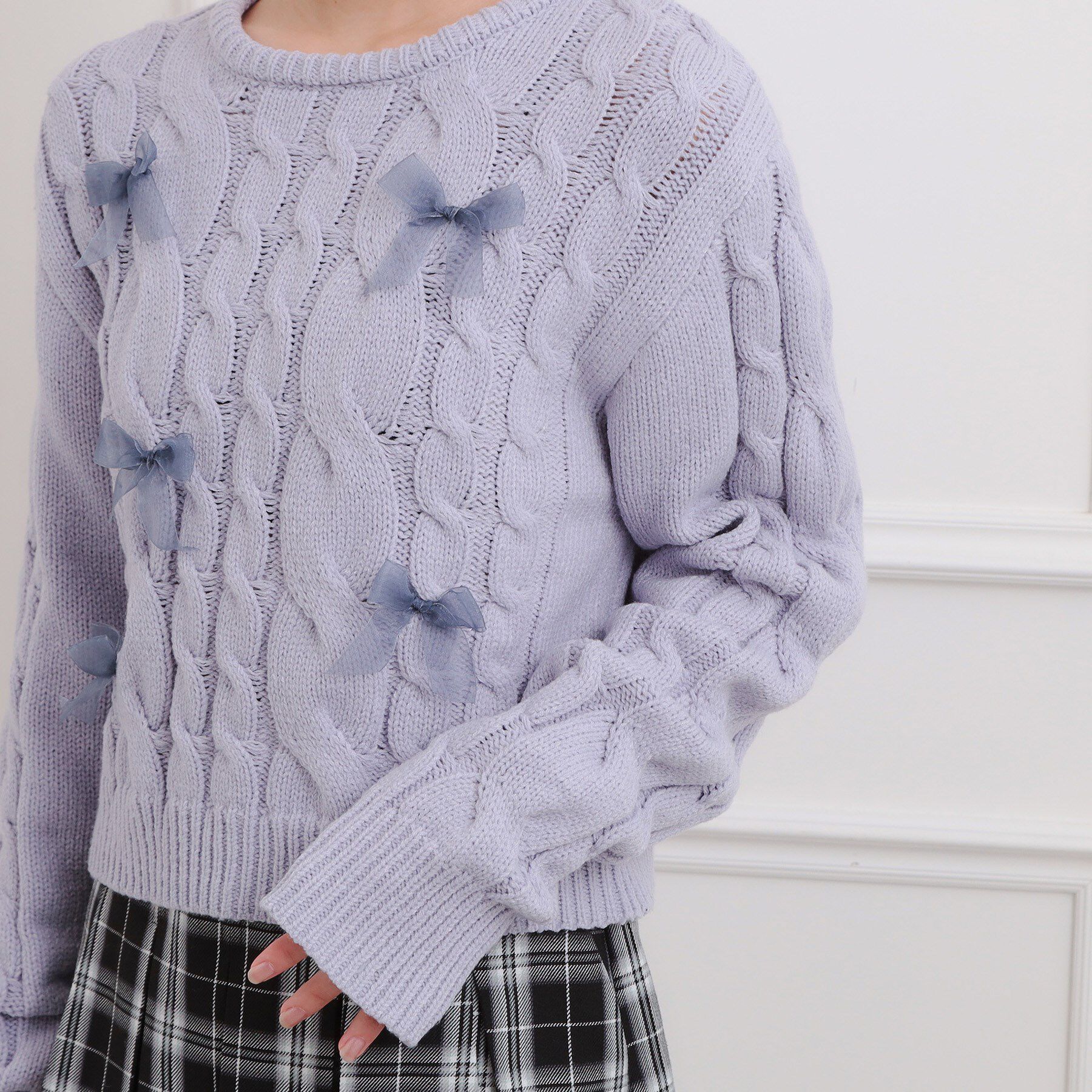 PINK-latte「リボン付ニットプルオーバー」|ニット・セーター|