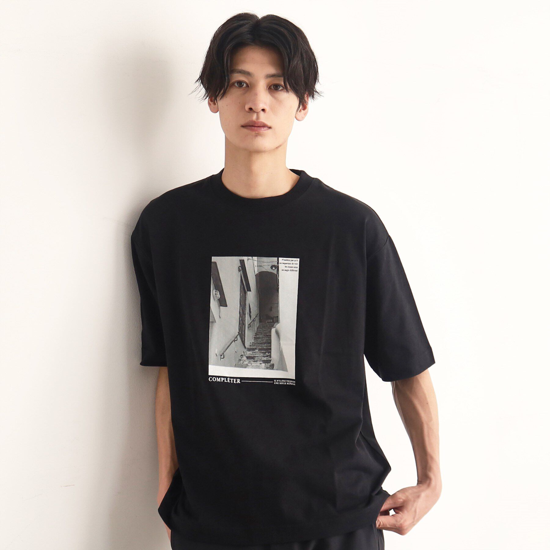 THE SHOP TK「オーガニックコットンFrenchフォトTシャツ」|Tシャツ・カットソー|ブラック(419)