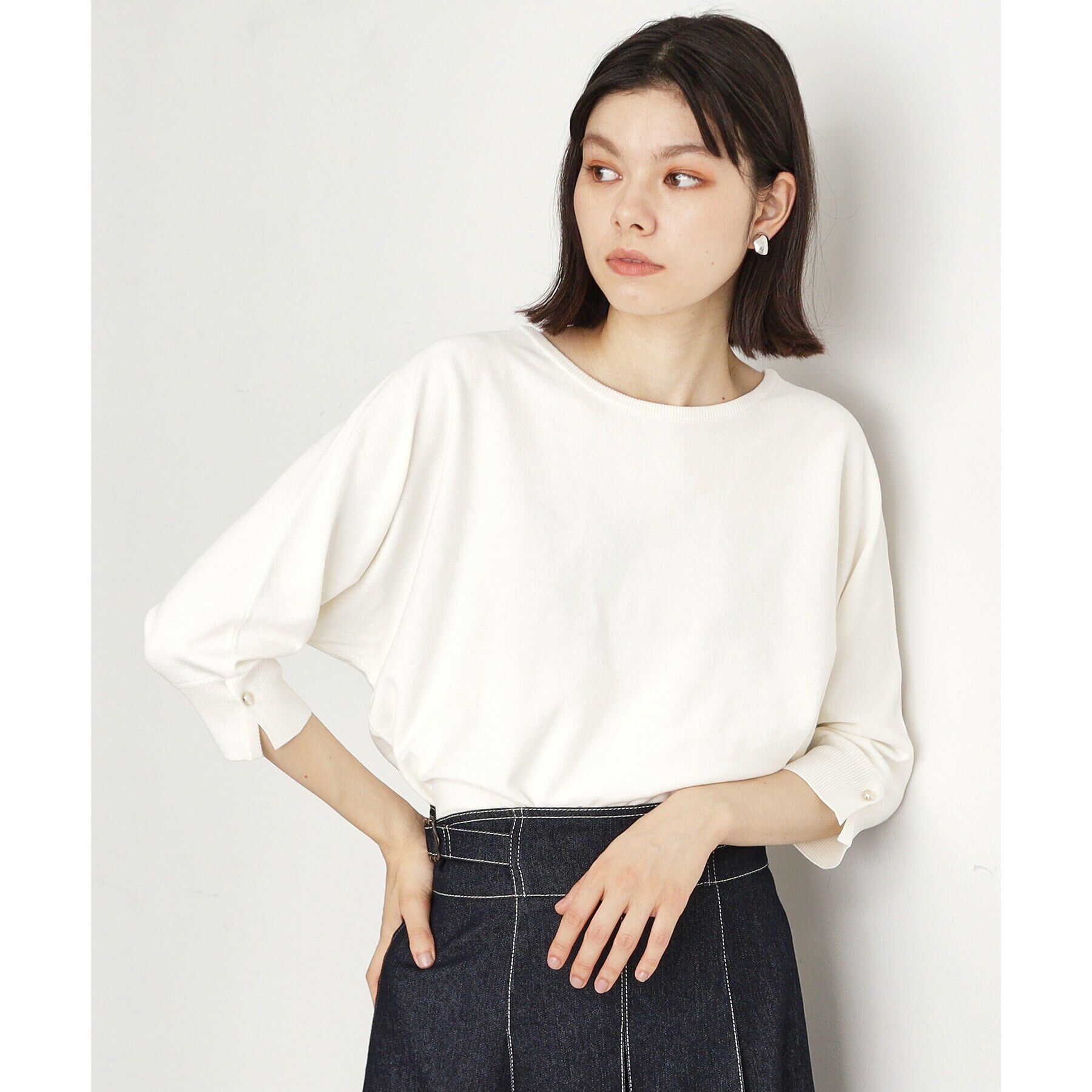 THE SHOP TK「【二の腕カバー/毛玉になりにくい/前後2WAY】袖スリットドルマンニット/洗える」|ニット・セーター|