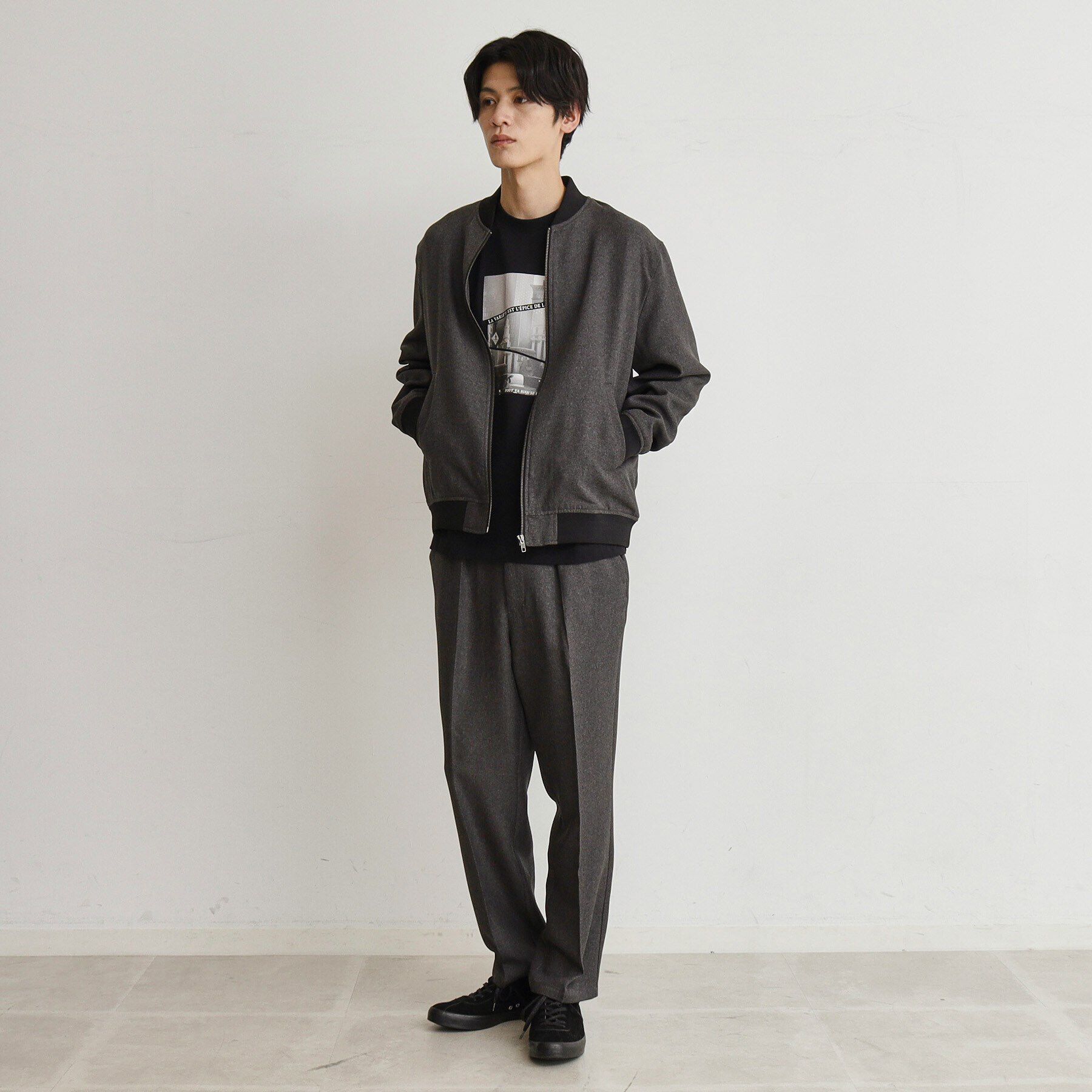 THE SHOP TK「【セットアップ可】シャークスキンリブブルゾン」|ブルゾン・スタジャン|