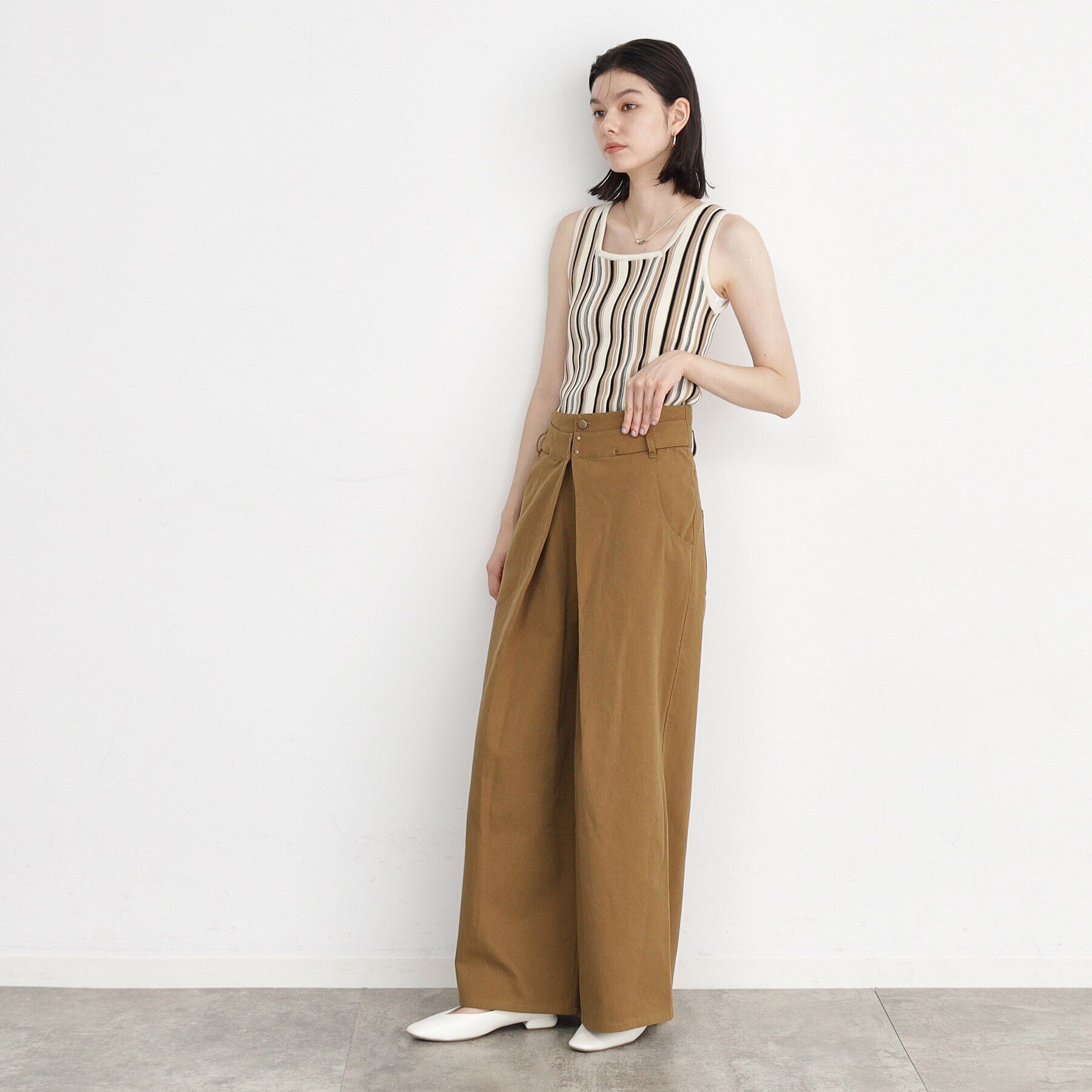 THE SHOP TK「【前後2WAY】ラメ＆ストライプリブタンク/洗える」|キャミソール|