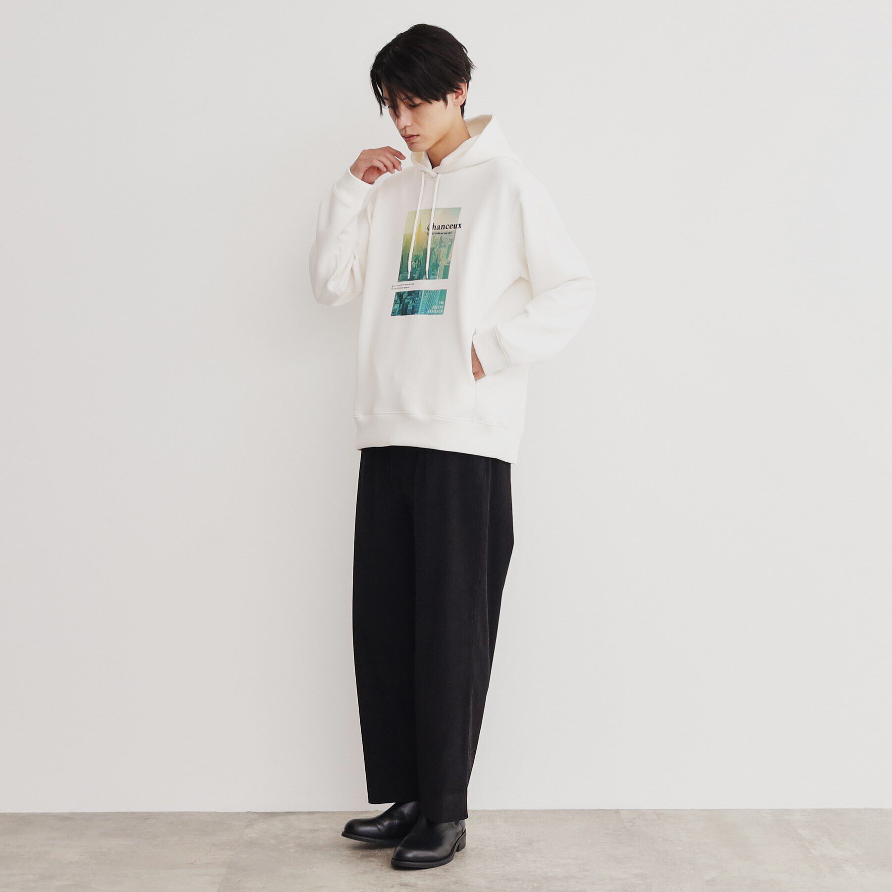 THE SHOP TK「プリントダンボールパーカー ビッグシルエット／ユニセックス」|パーカー|