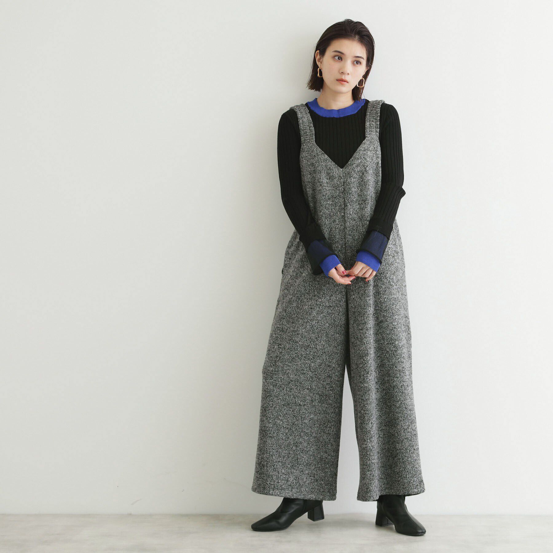 THE SHOP TK「ツイード起毛ジャージ2WAYサロペット/親子リンク」|オールインワン|