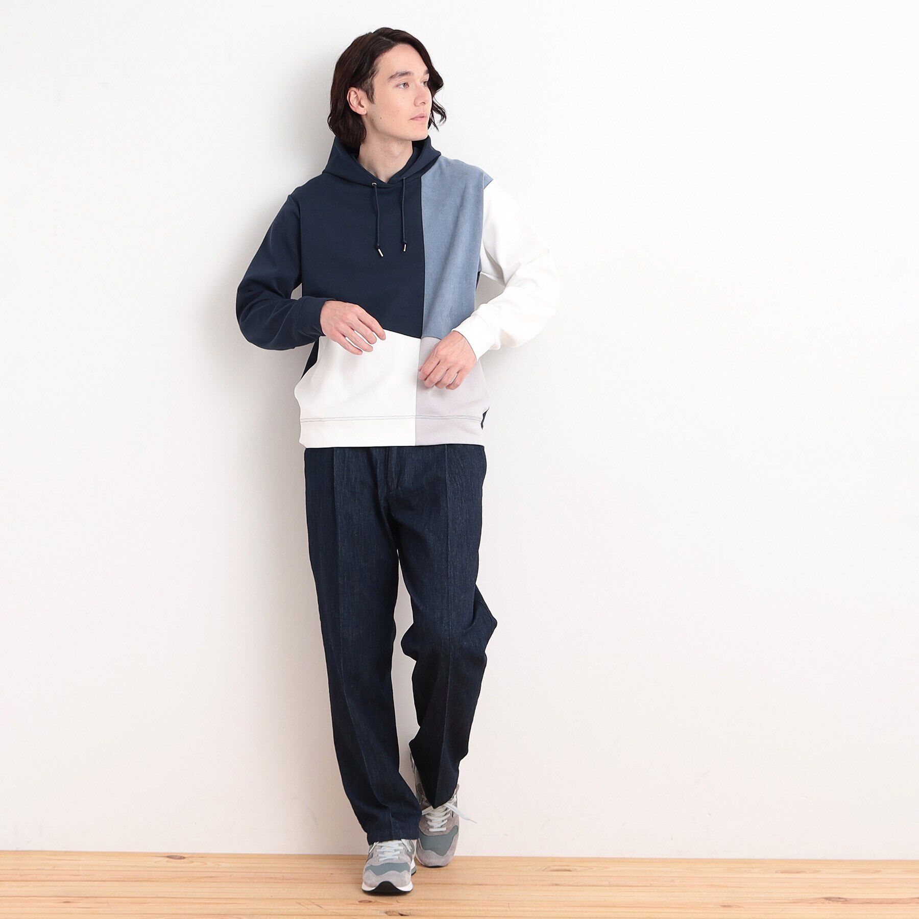 THE SHOP TK「異素材ブロッキングダンボールパーカ」|パーカー|