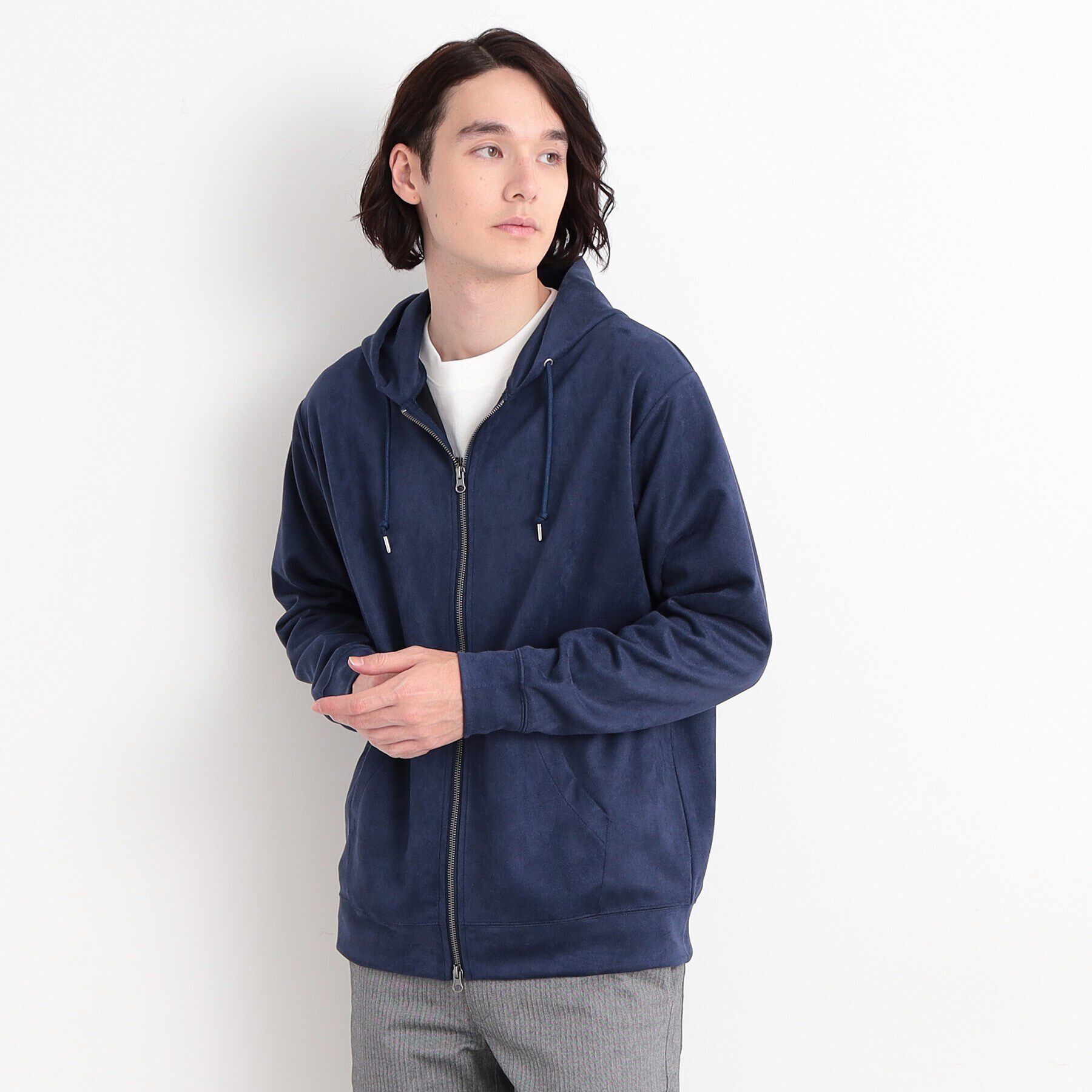 THE SHOP TK「スウェードタッチダンボールジップパーカ」|パーカー|ネイビー(094)