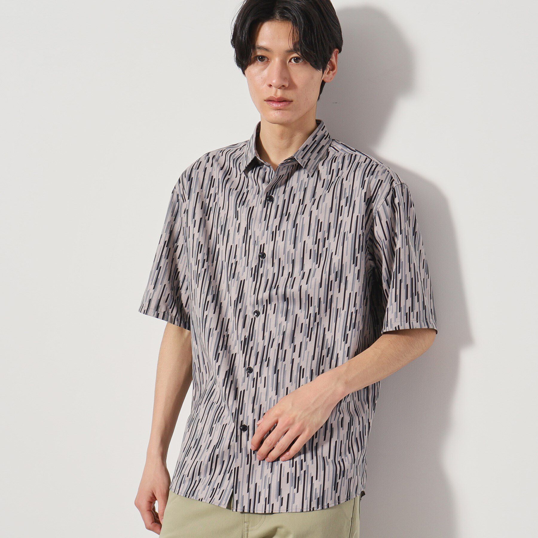 THE SHOP TK「ドライポリプリント半袖シャツ　洗える/吸水速乾」|シャツ・ブラウス|ライトグレー(411