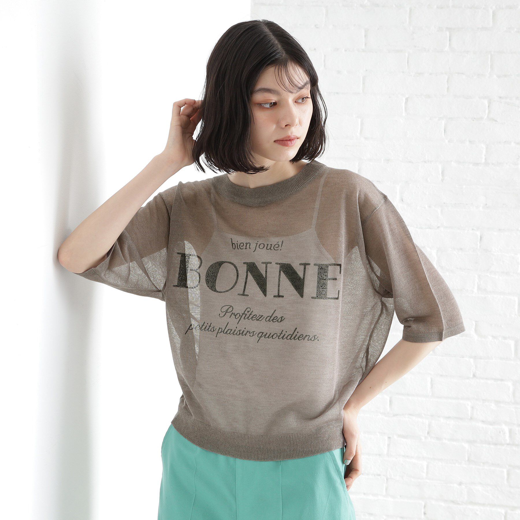 THE SHOP TK「光沢シアーロゴプルオーバー【洗える】」|Tシャツ・カットソー|