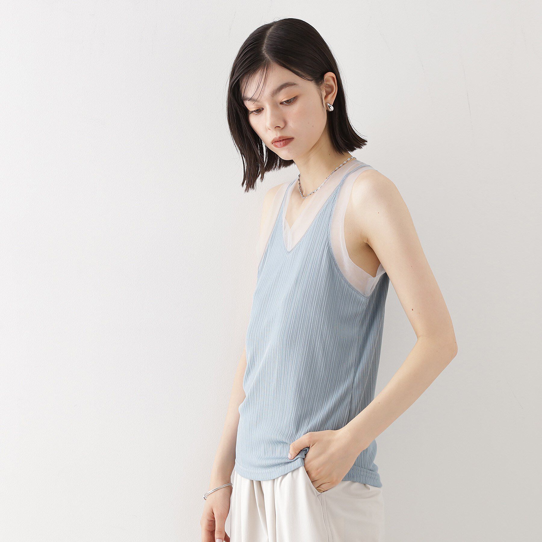 THE SHOP TK「ランダムリブシアータンク【洗える】」|キャミソール|