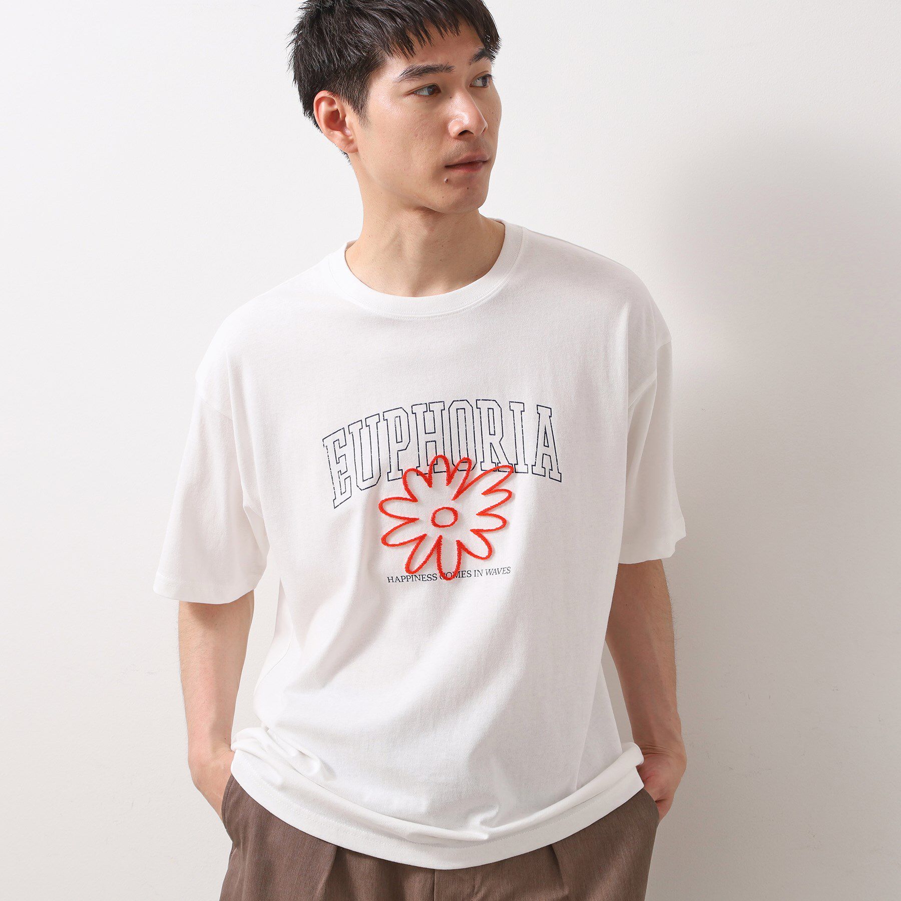 THE SHOP TK「刺繍ロゴ半袖Ｔシャツ　【洗濯機OK/ユニセックス】」|Tシャツ・カットソー|ホワイト(001)