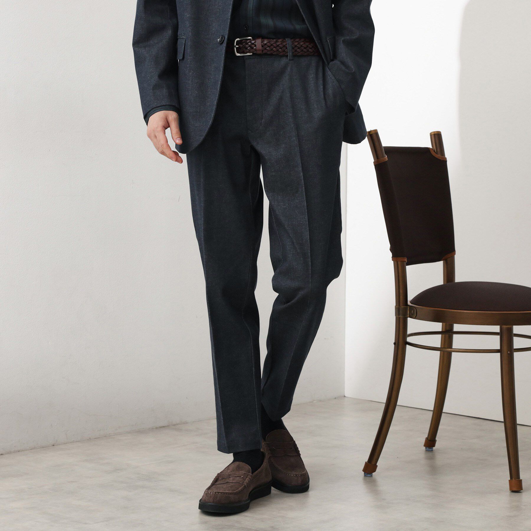 THE SHOP TK「エバーデニムスラックス【色落ちしにくい/洗濯機OK/ストレッチ/セットアップ可】」|その他|ネイビー(094)