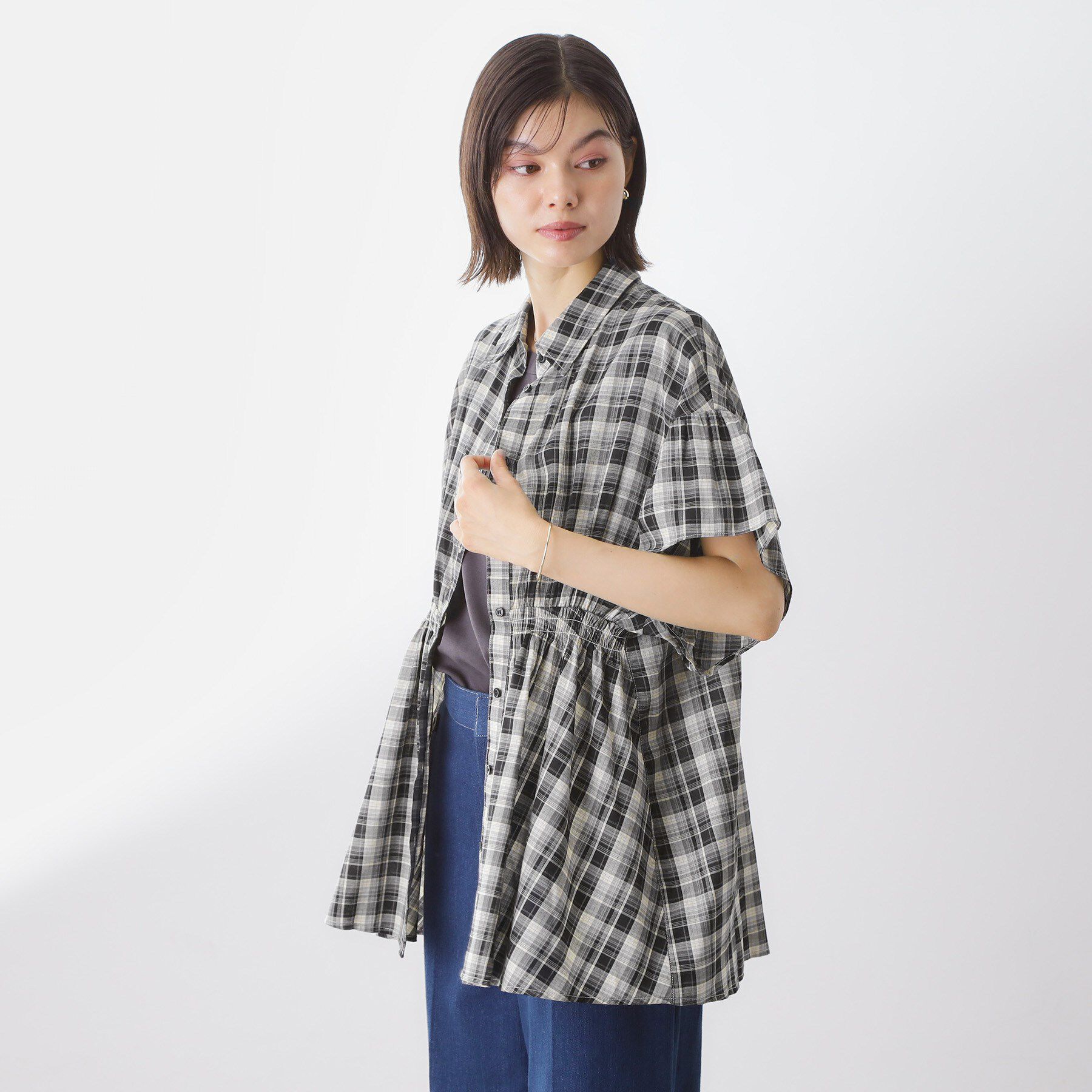 THE SHOP TK「チェック柄チュニックブラウス」|シャツ・ブラウス|
