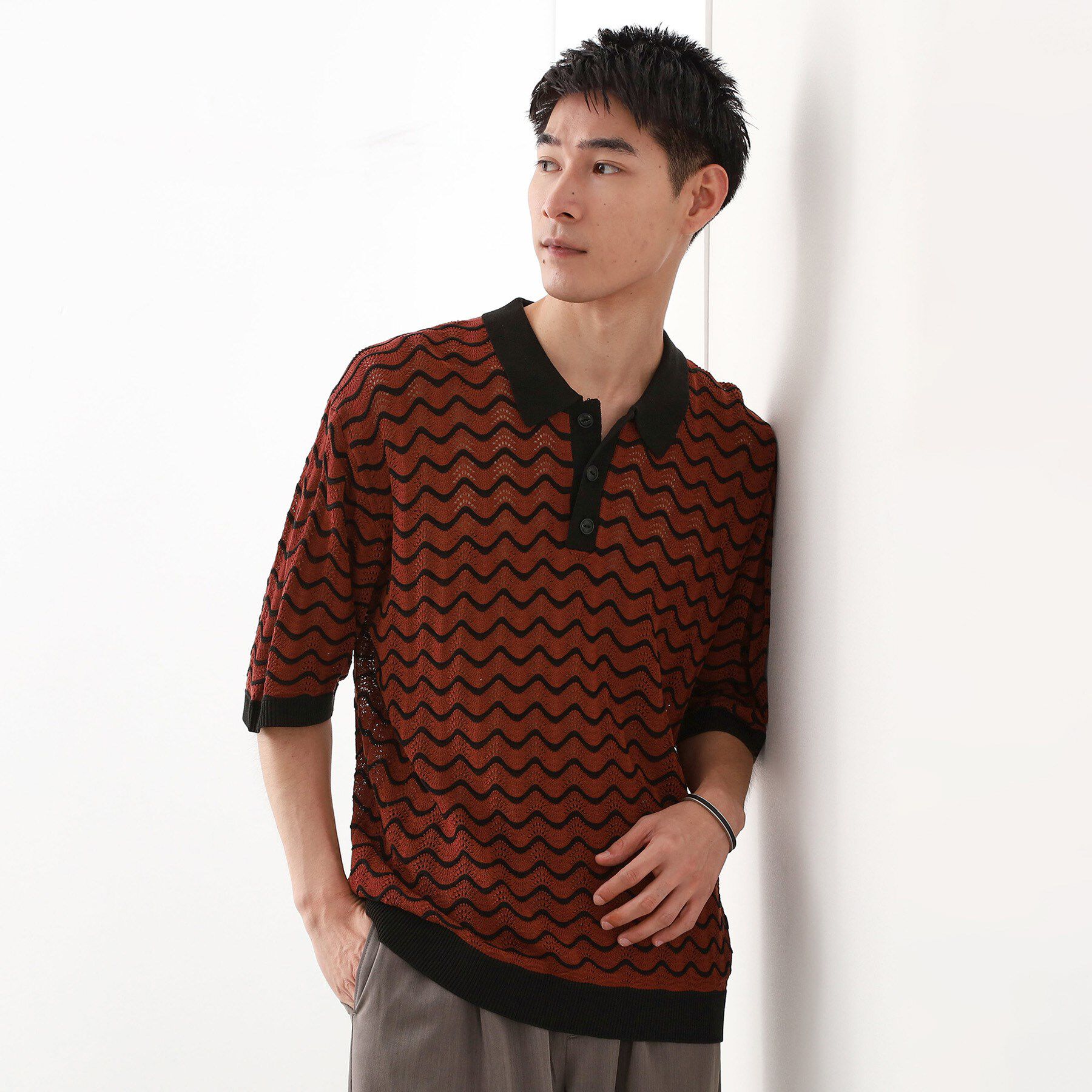 THE SHOP TK「サマーニットポロシャツ　【毛玉になりにくい/洗濯機OK】」|Tシャツ・カットソー|オレンジ(069)