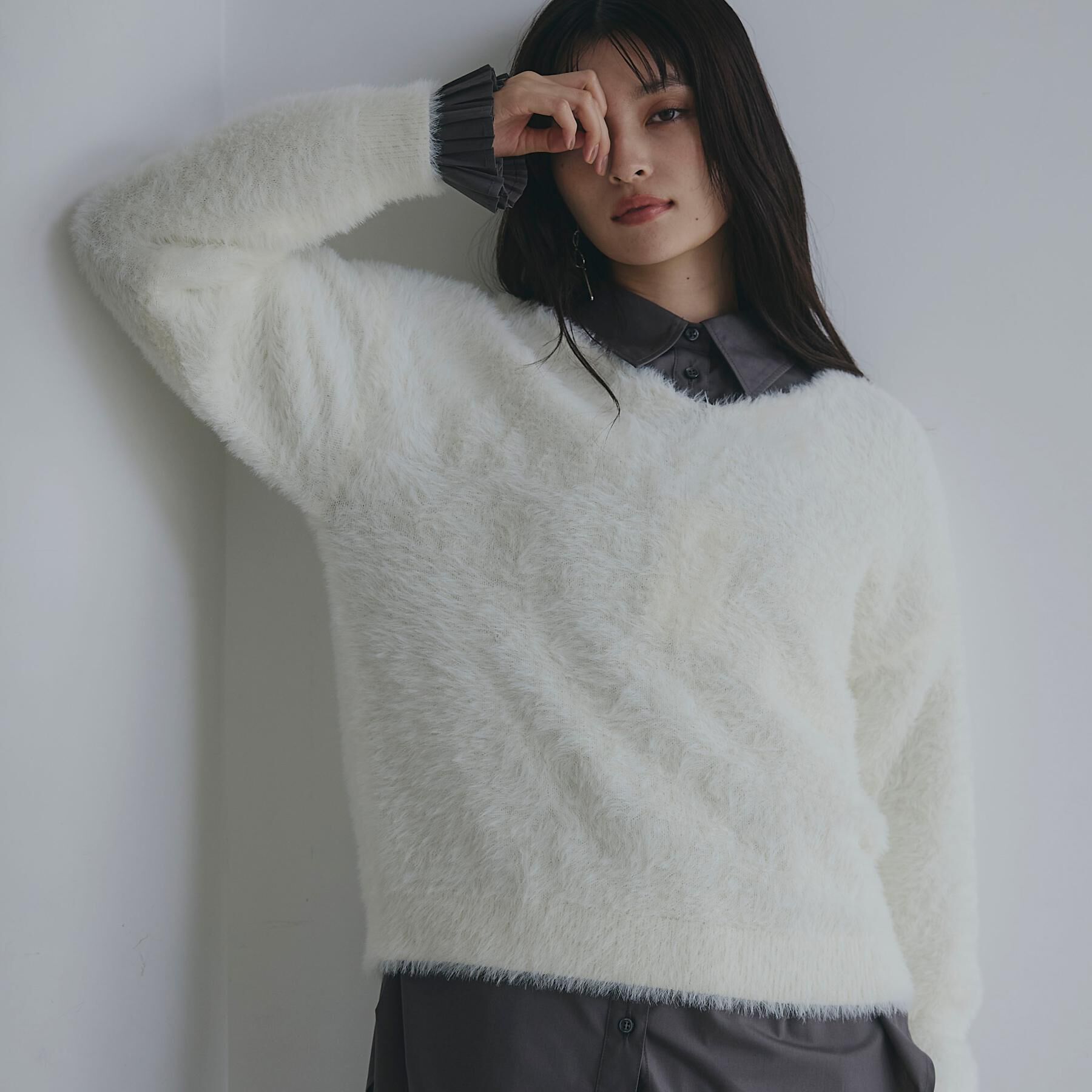 THE SHOP TK「【華やかで柔らか】ふわふわフェザーニット/洗える・前後2WAY」|ニット・セーター|アイボリー(004)