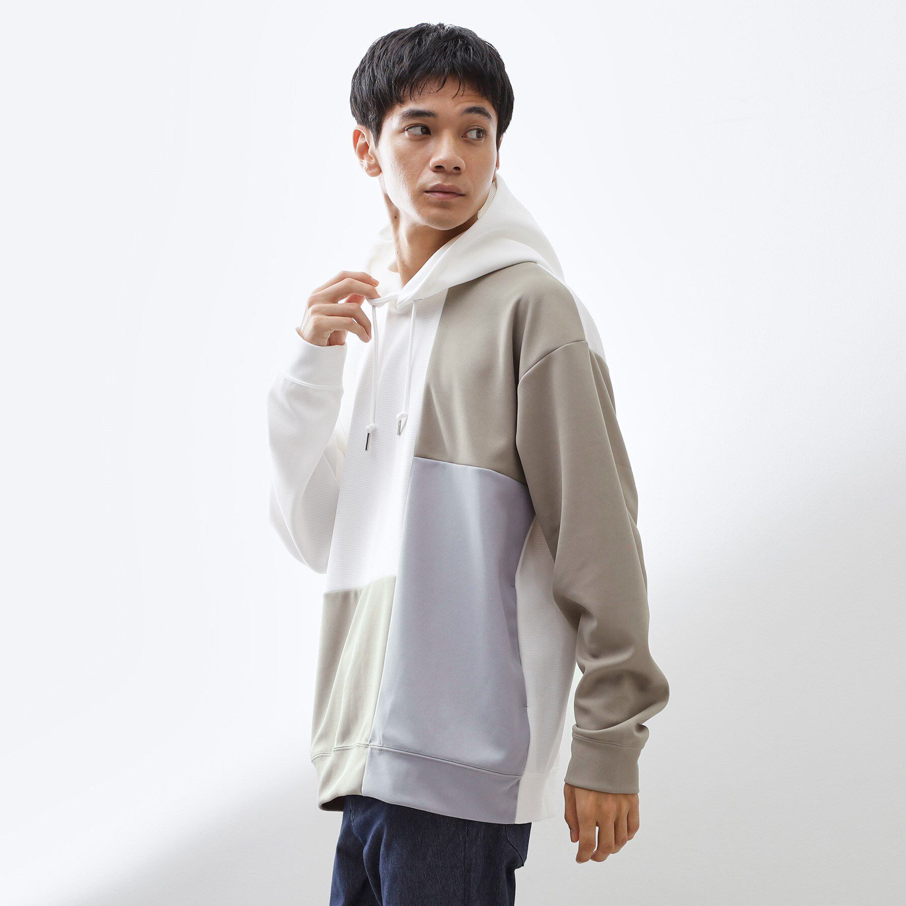 THE SHOP TK「【一枚で着映える】ポンチブロッキングパーカ 洗濯機OK」|パーカー|